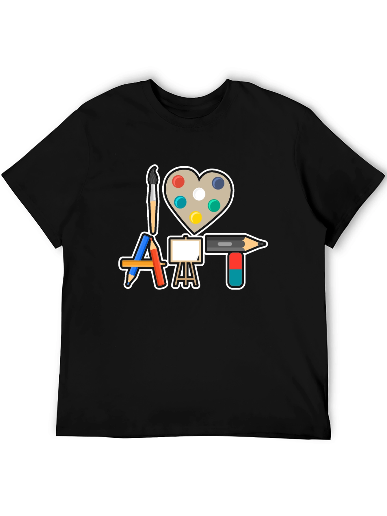 Black I Love Art T-Shirt - Creative Artist Design view 5