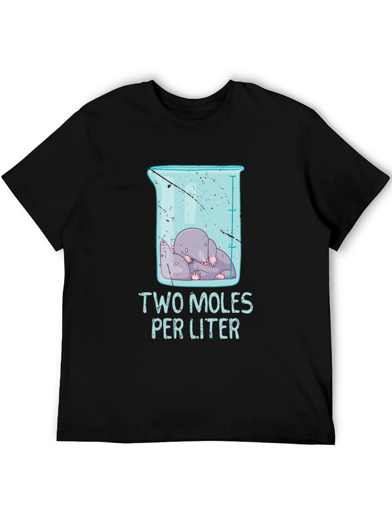 Black Two Moles Per Liter Science T-Shirt view 5