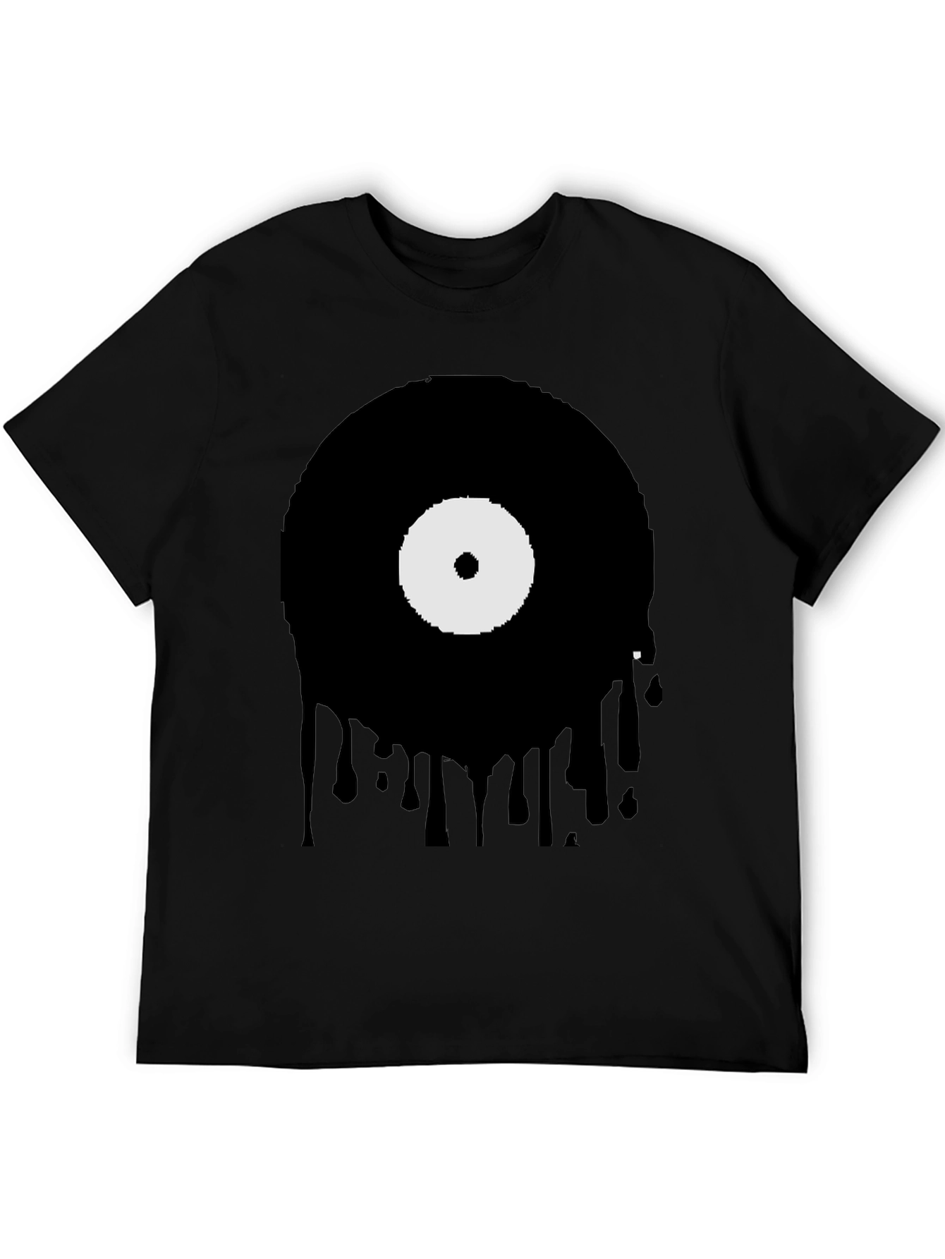 Black Melting Vinyl Record Graphic T-Shirt view 5