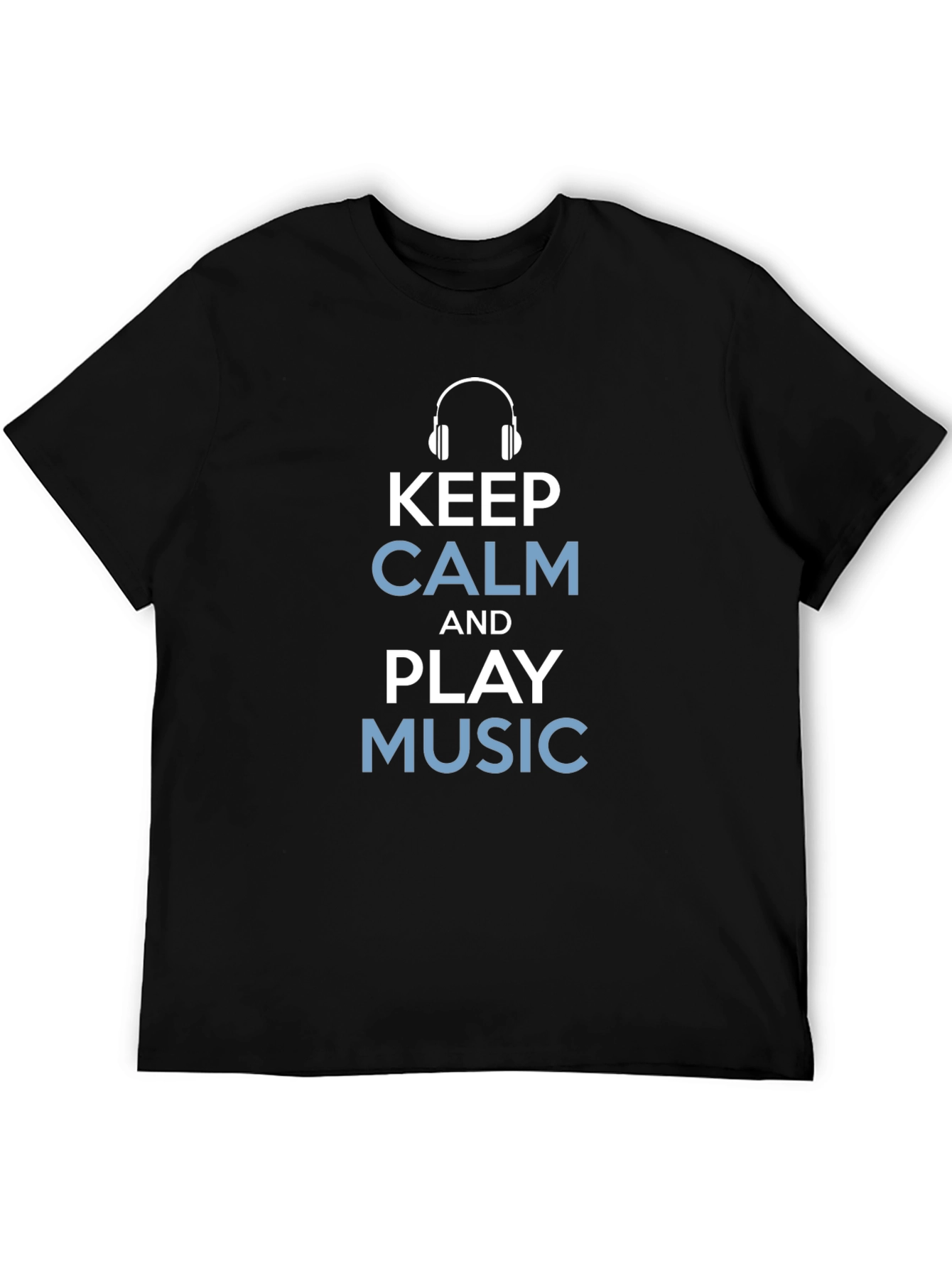 Black Keep Calm & Play Music T-Shirt - Black Cotton Tee view 5