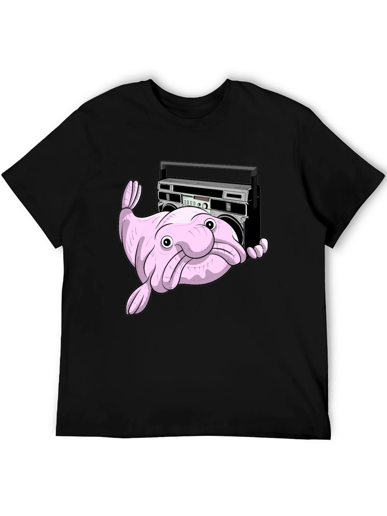 Black Blobfish Boombox T-Shirt - Funny Graphic Tee view 5