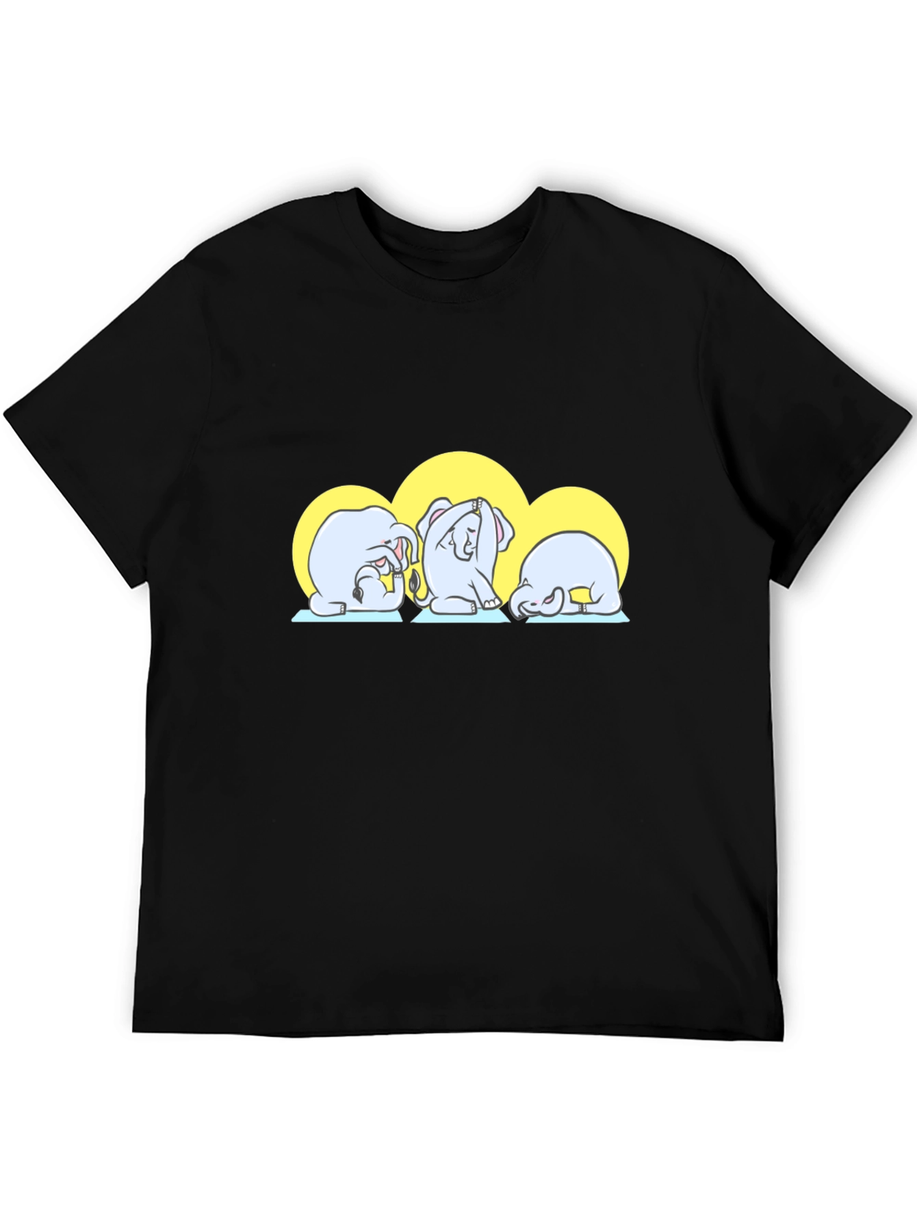 Black Yoga Elephants Graphic Tee - Cute Black T-Shirt view 5