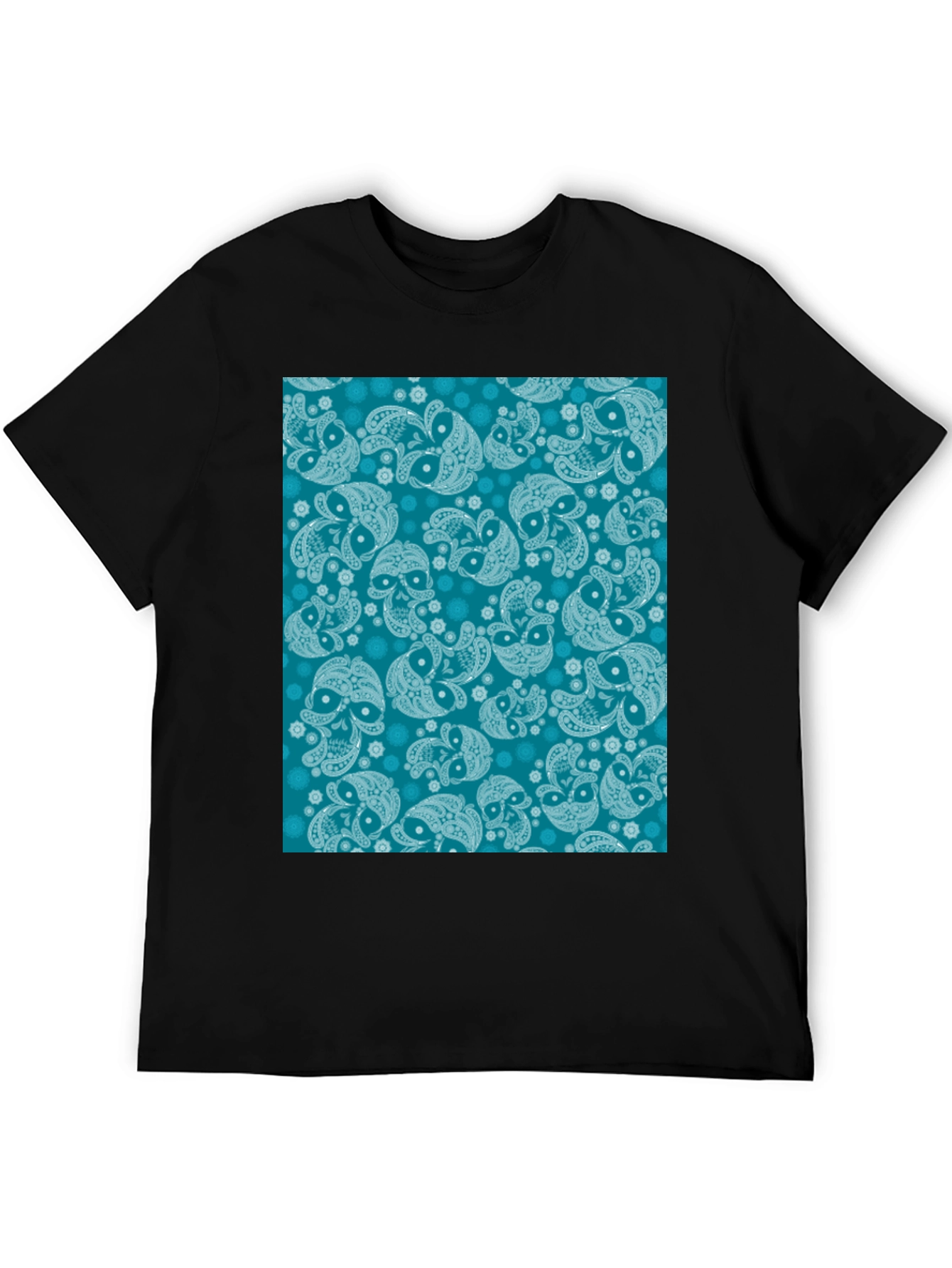 Black Patterned Graphic Print Tee view 5