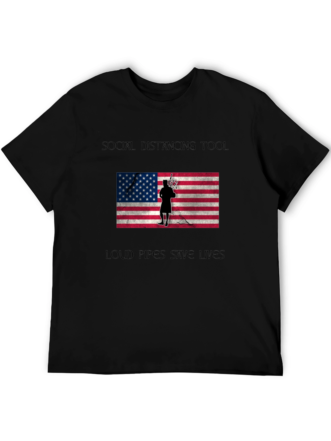 Black Social Distancing Loud Pipes T-Shirt view 5