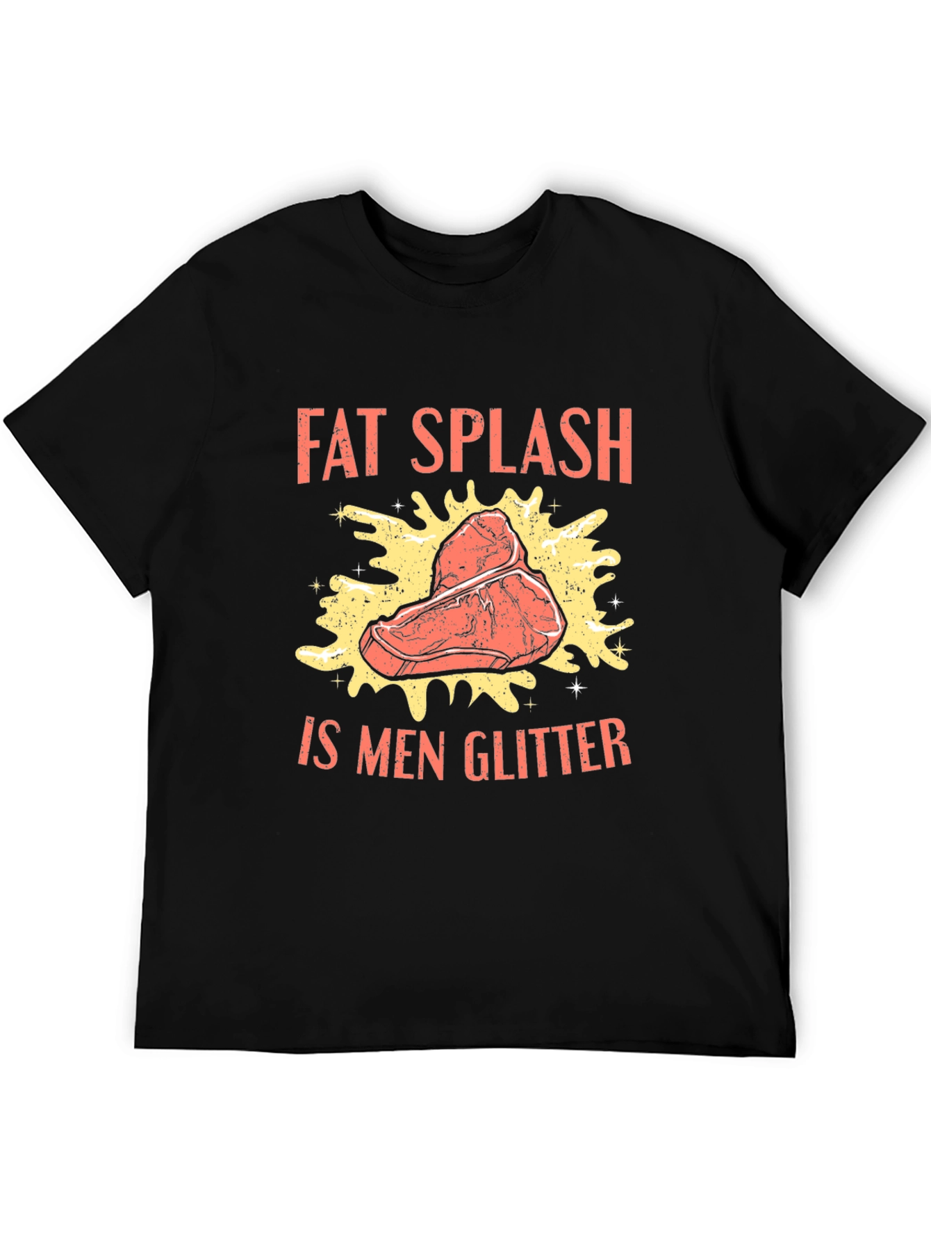Black Fat Splash is Men Glitter T-Shirt view 5