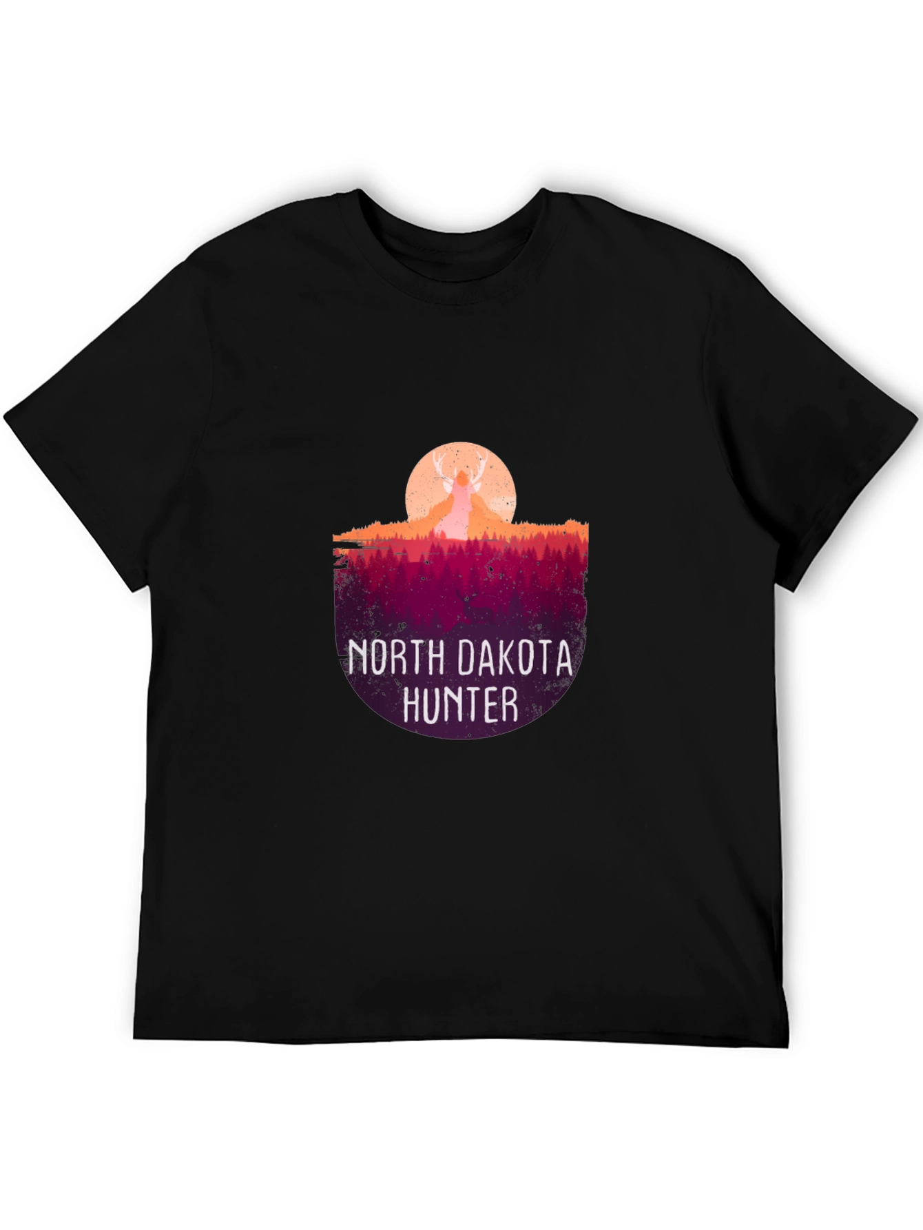 Black North Dakota Hunter Graphic Tee - Stylish Men's T-Shirt view 5