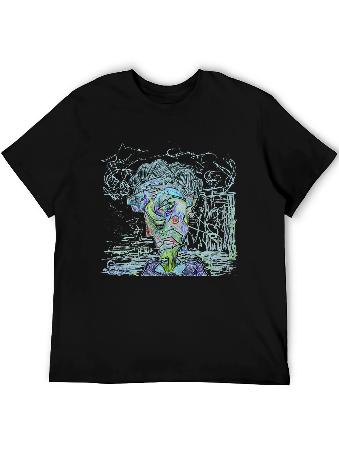 Black Abstract Art Graphic Print Tee - Modern Style view 5