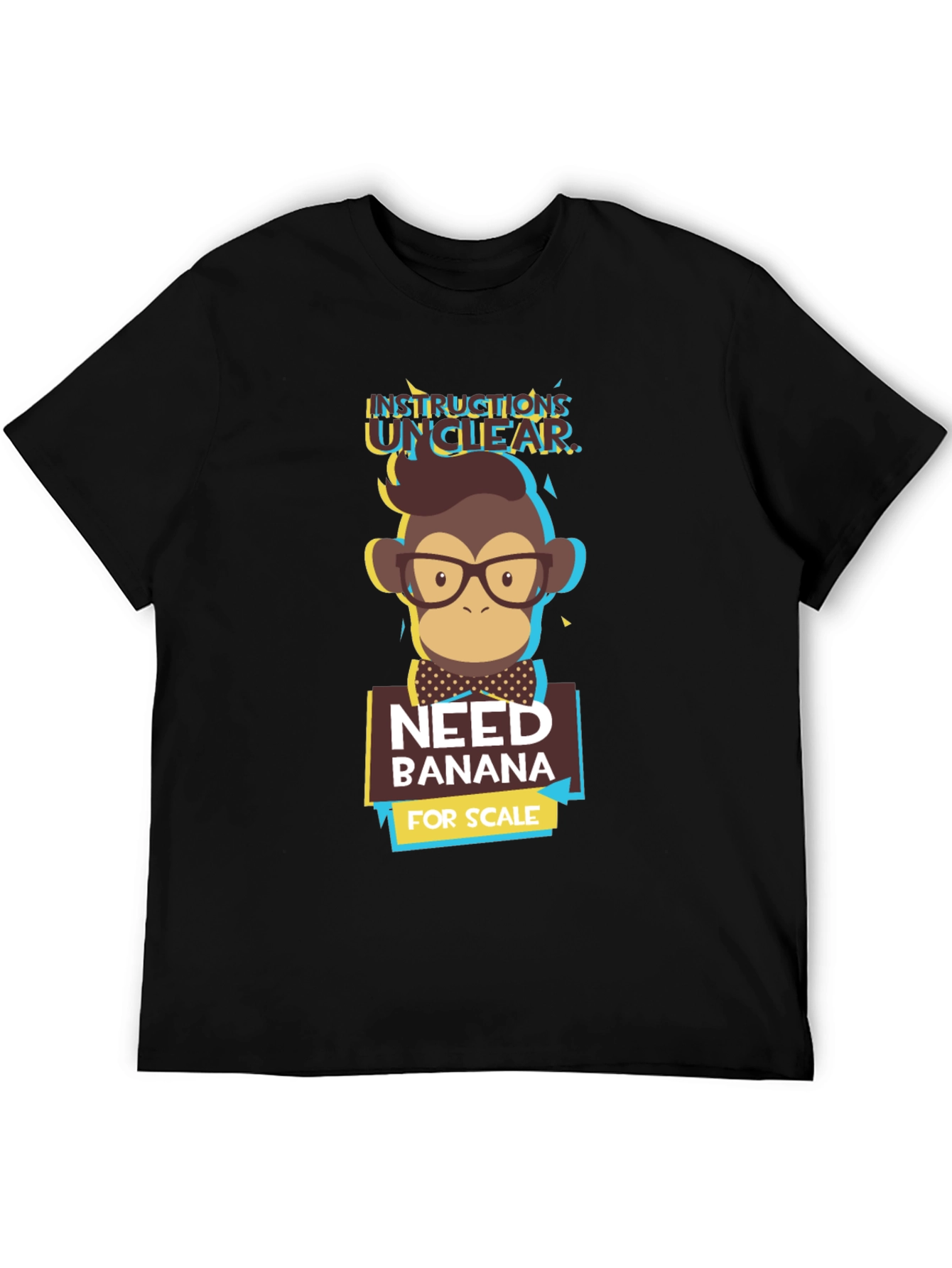 Black Instructions Unclear T-Shirt - Funny Monkey Design view 5