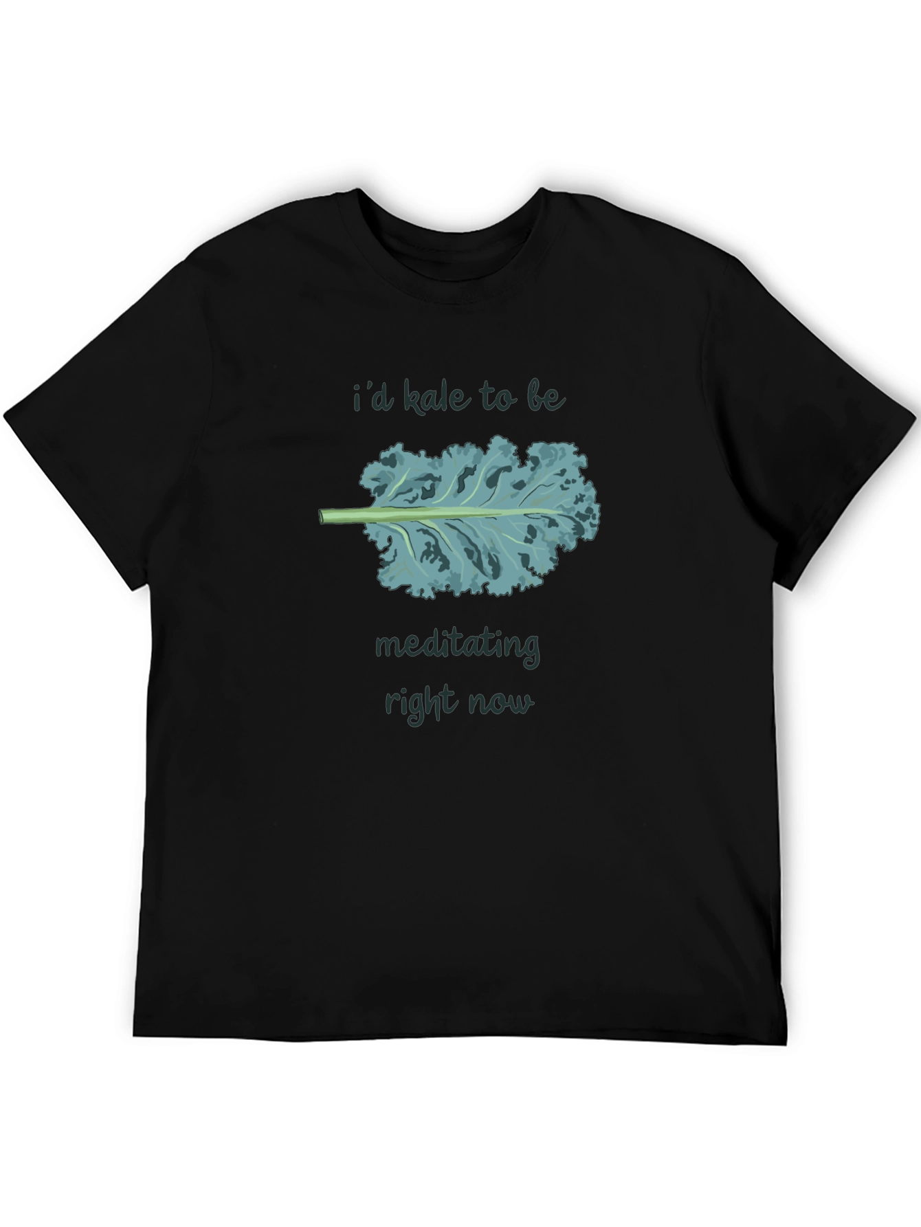 Black I'd Kale to be Meditating T-Shirt view 5
