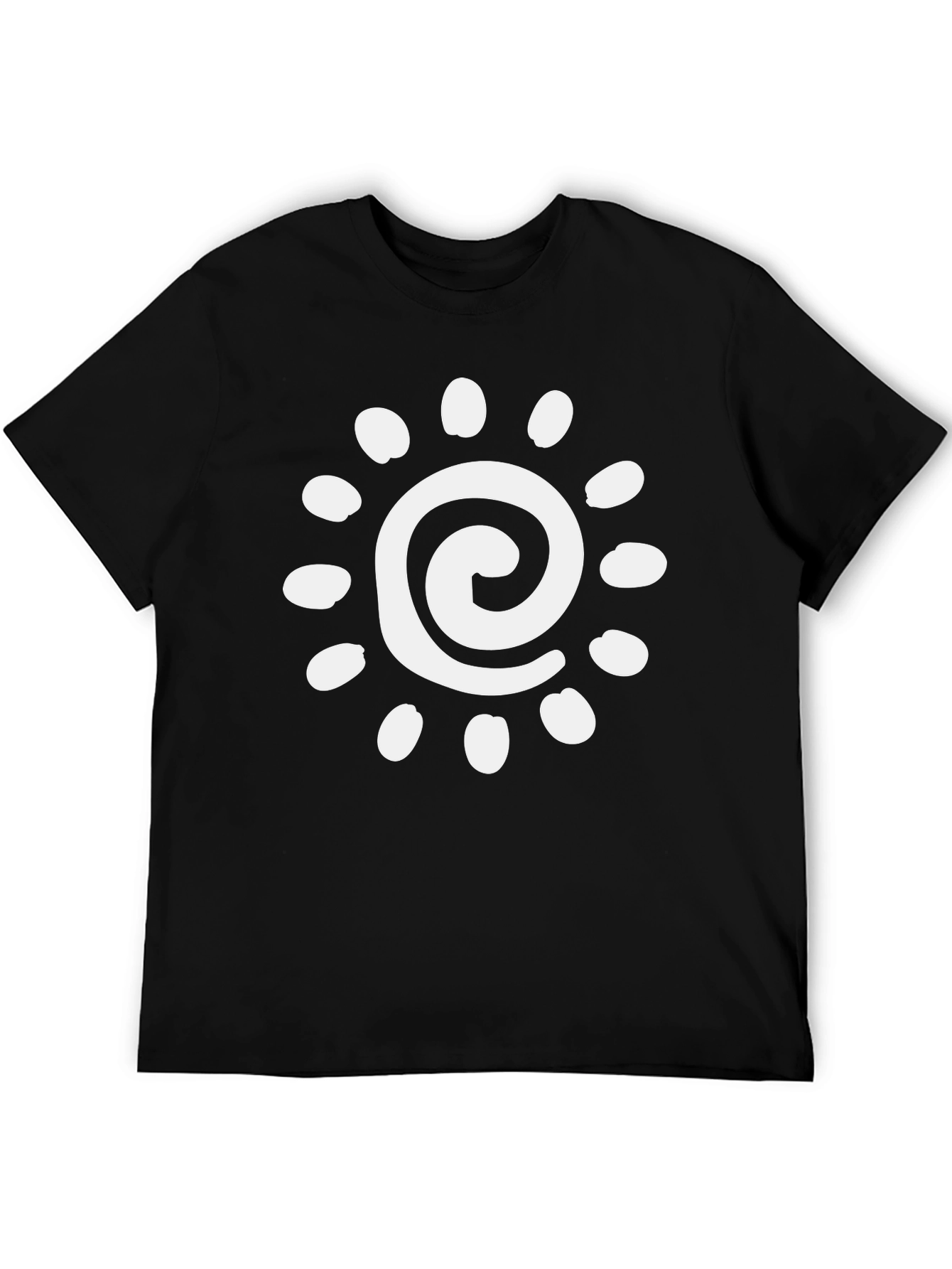 Black Spiral Sun Graphic Tee - Black Cotton Casual Shirt view 5