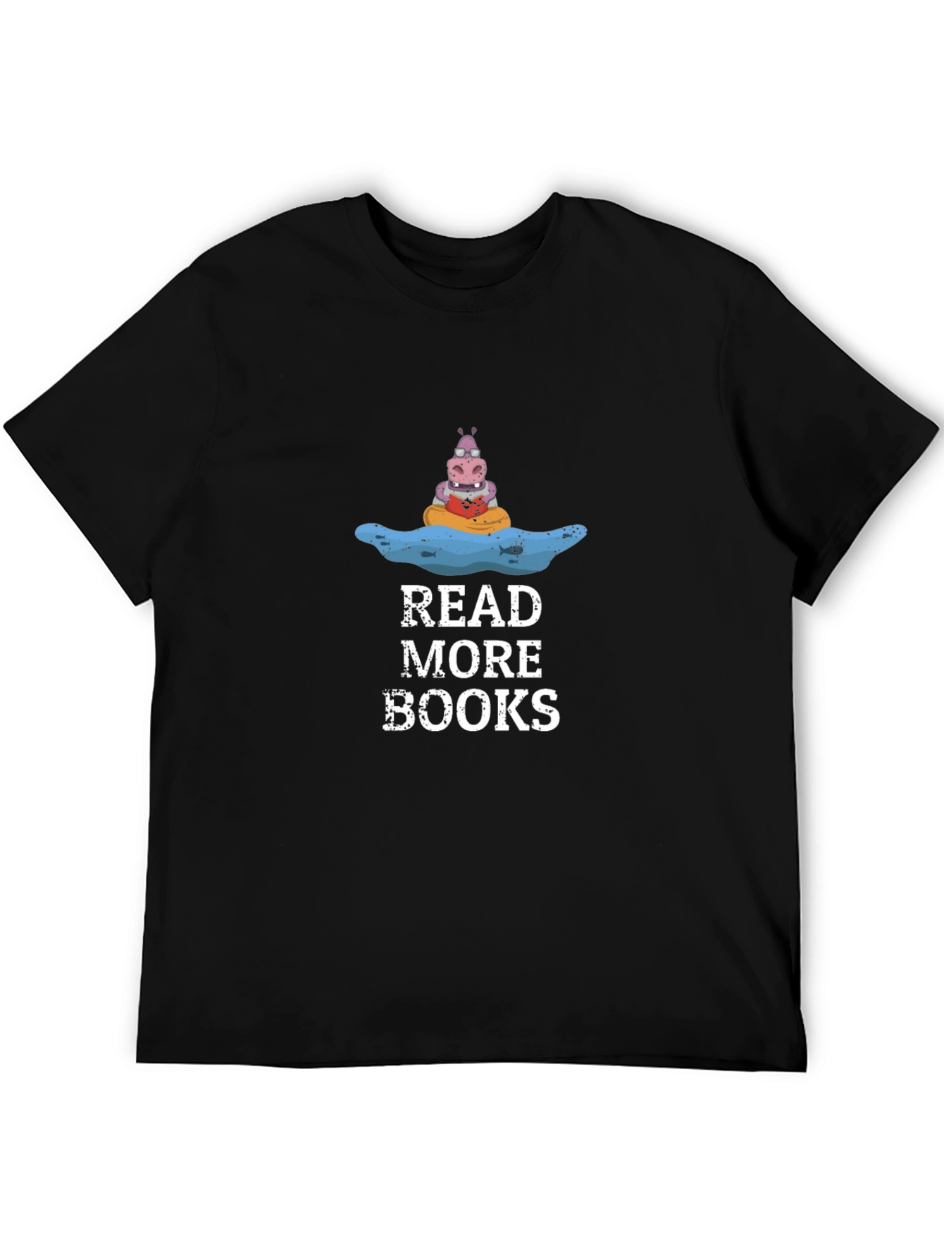 Black Read More Books Hippo T-Shirt view 5