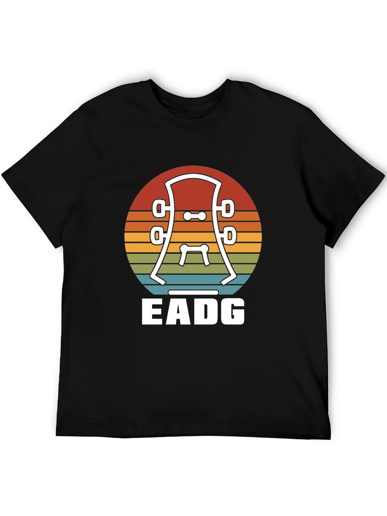 Black Guitar Headstock EADG T-Shirt - Musician Tee view 5