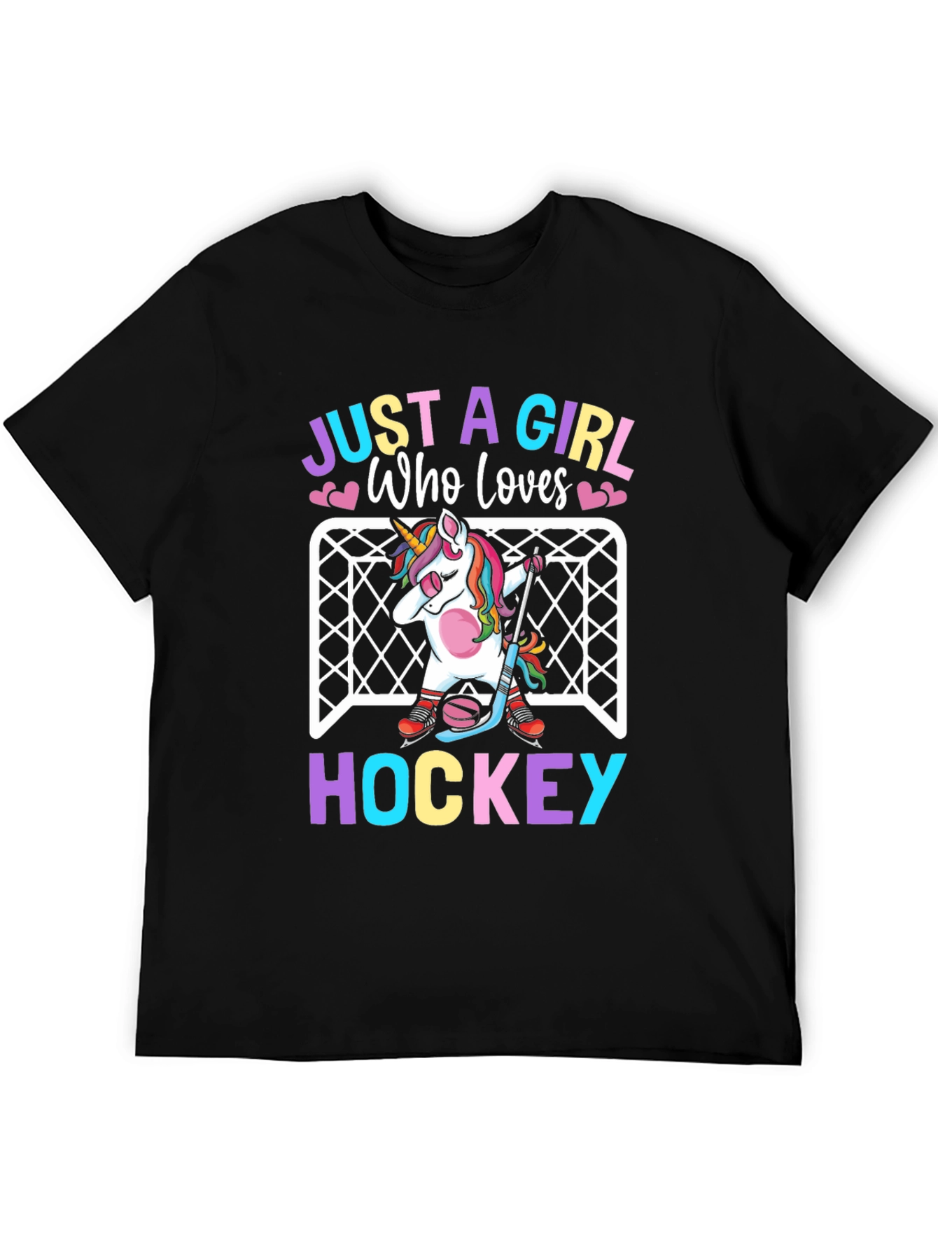 Black Just a Girl Who Loves Hockey T-Shirt view 5