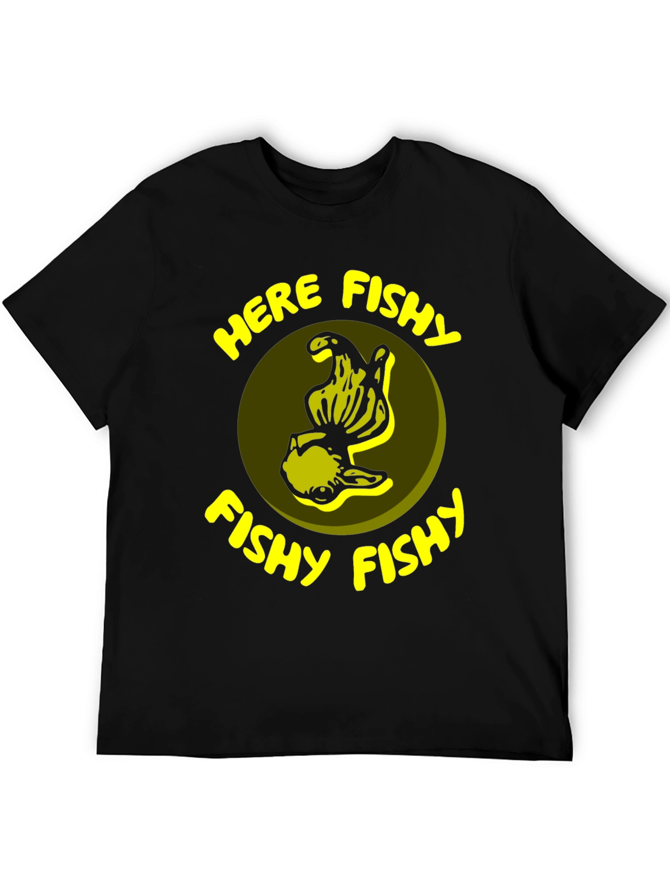 Black Here Fishy Fishy T-Shirt - Funny Fishing Tee view 5