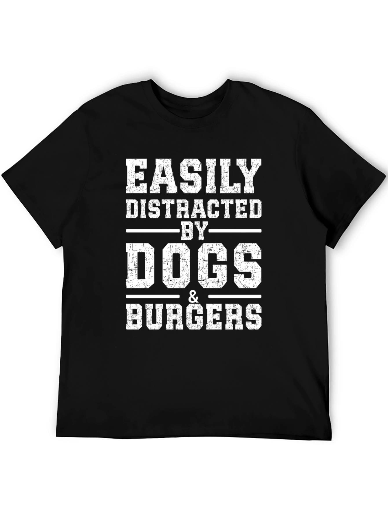 Black Easily Distracted by Dogs & Burgers Graphic Tee view 5