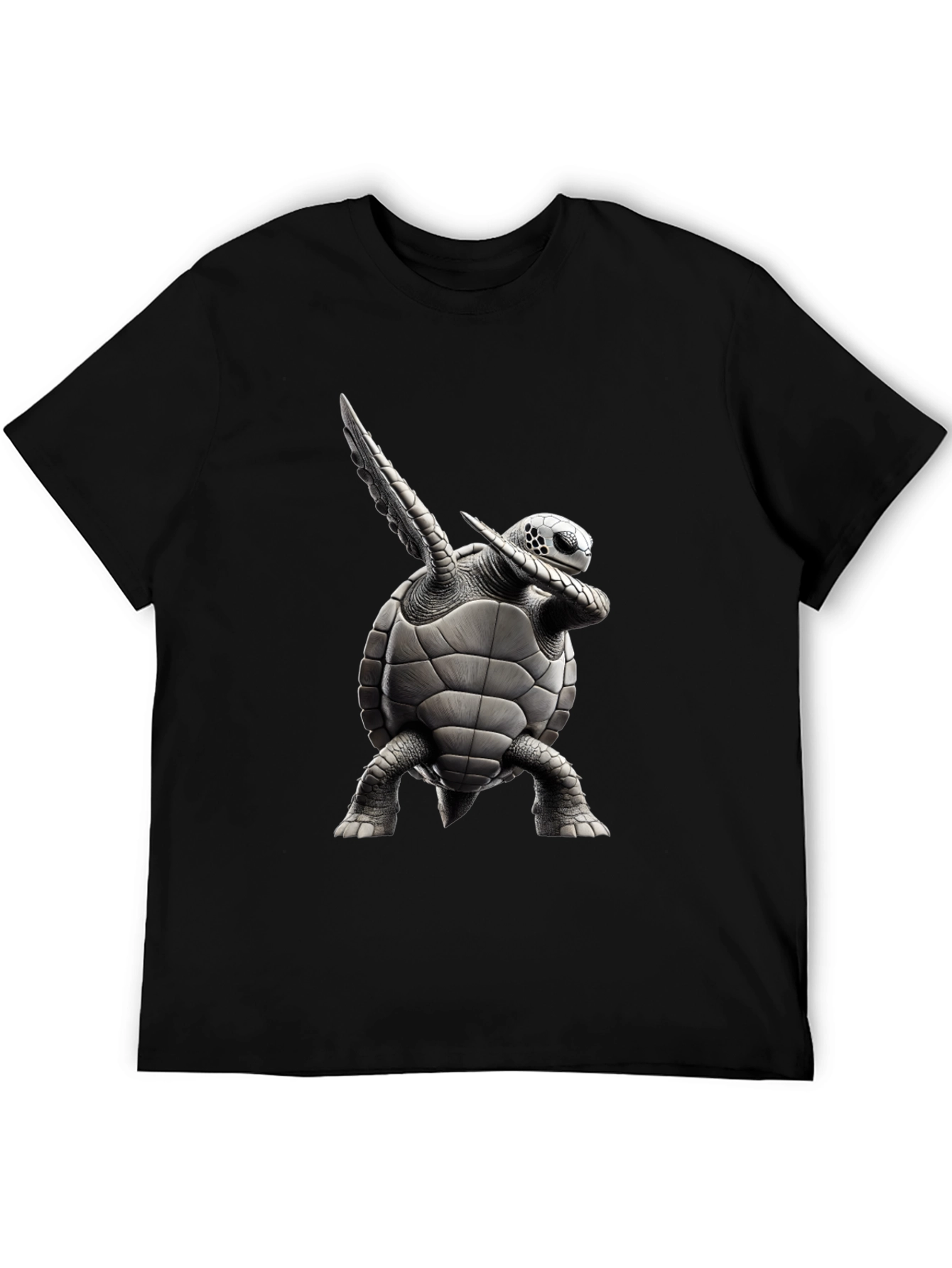 Black Dabbing Turtle Graphic T-Shirt - Black Cotton Tee view 5