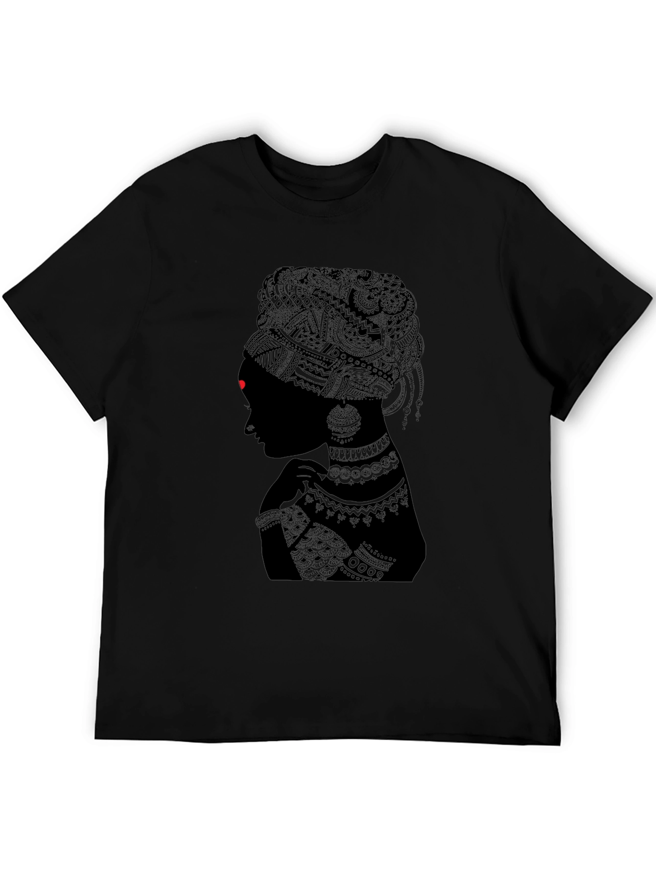 Black Stylish Black T-Shirt with Tribal Woman Design view 5