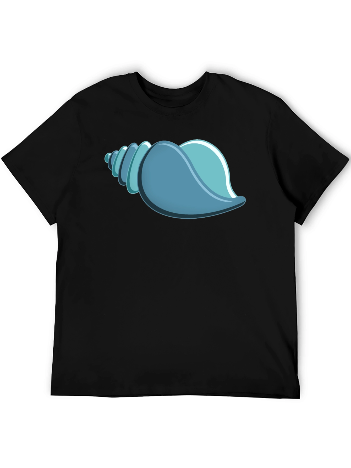 Black Blue Seashell Graphic Tee - Black Cotton T-Shirt view 5