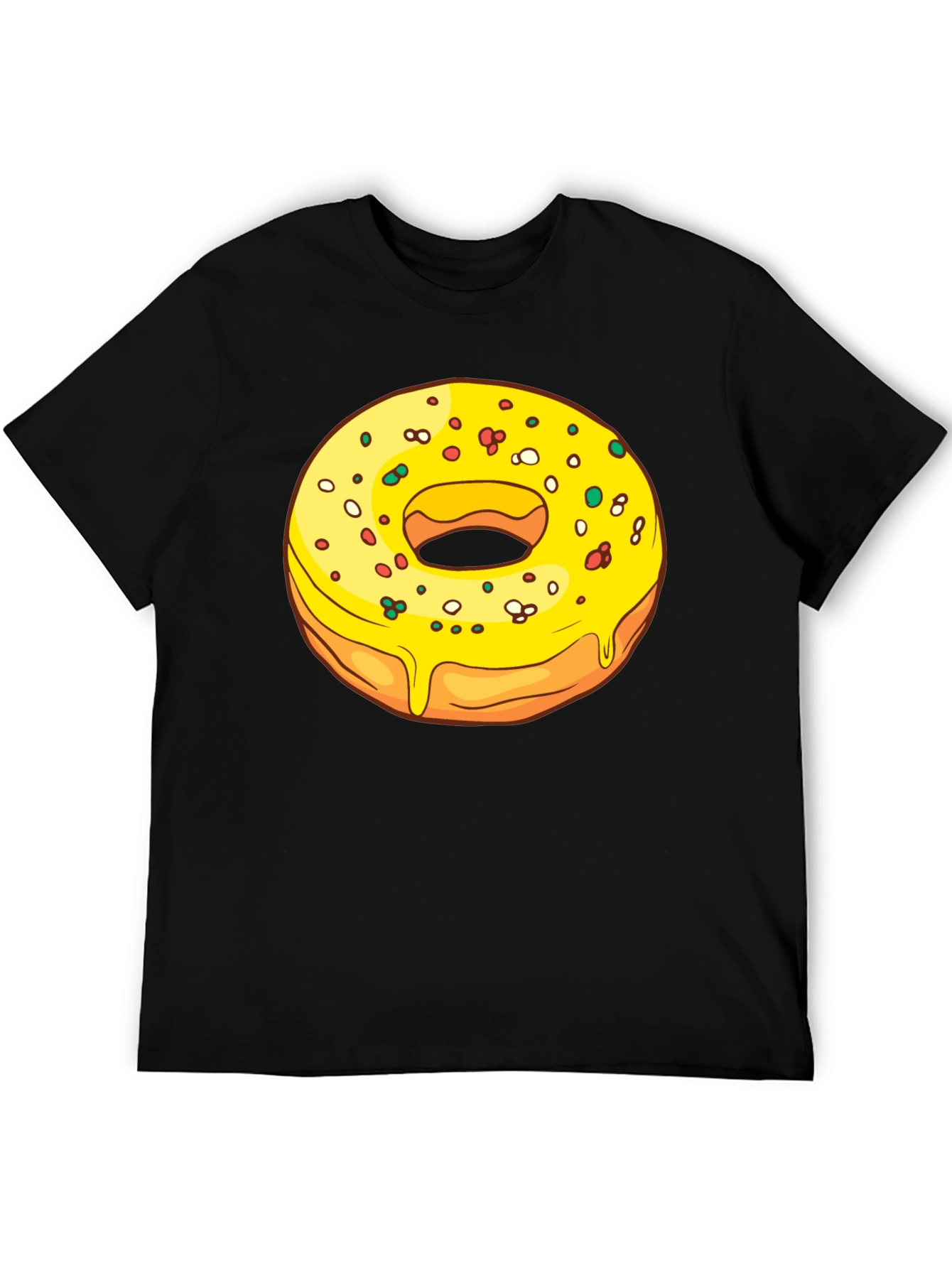 Black Donut Graphic T-Shirt - Black, Casual Wear view 5