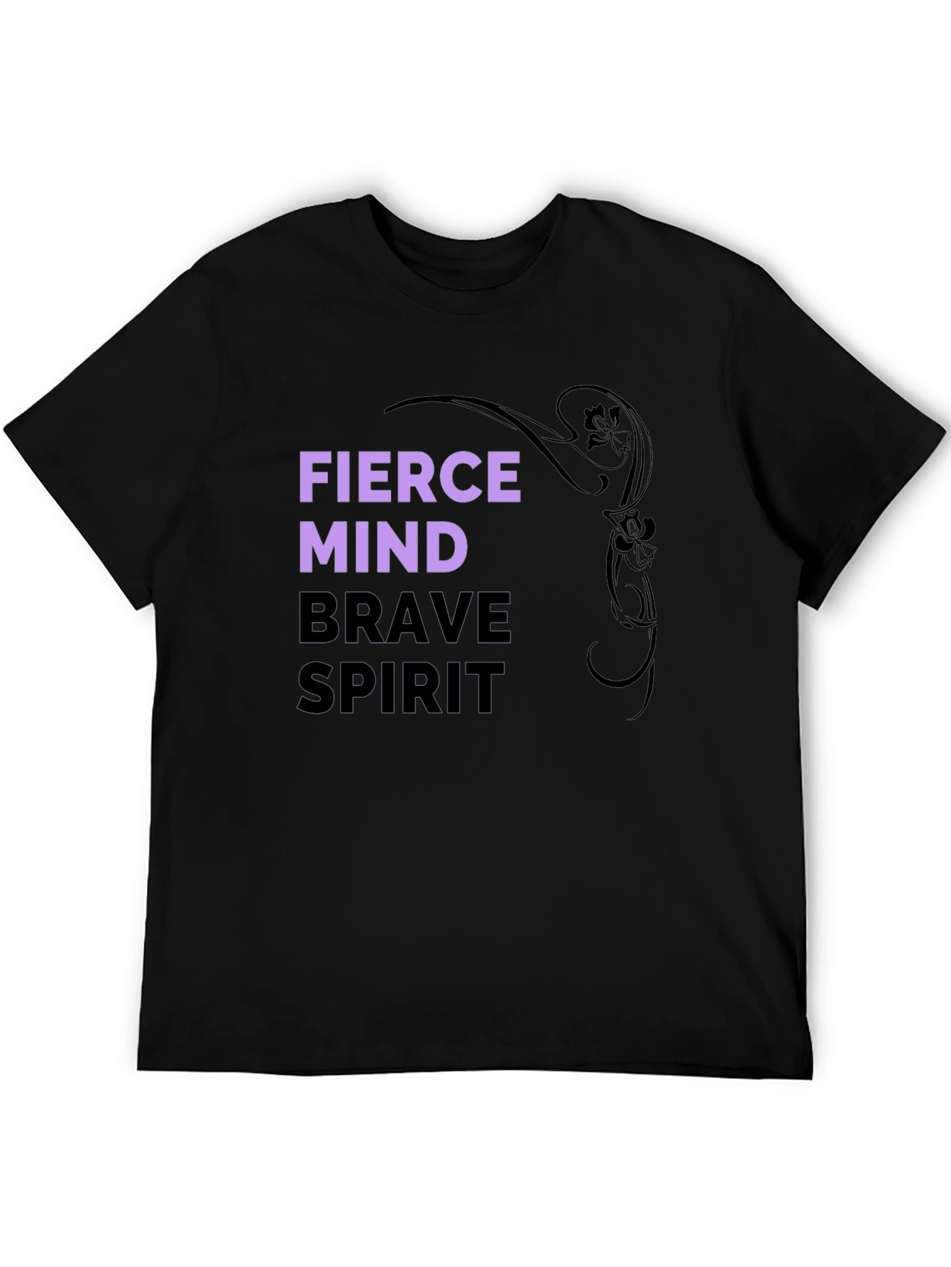 Black Fierce Mind Brave Spirit Graphic T-Shirt view 5