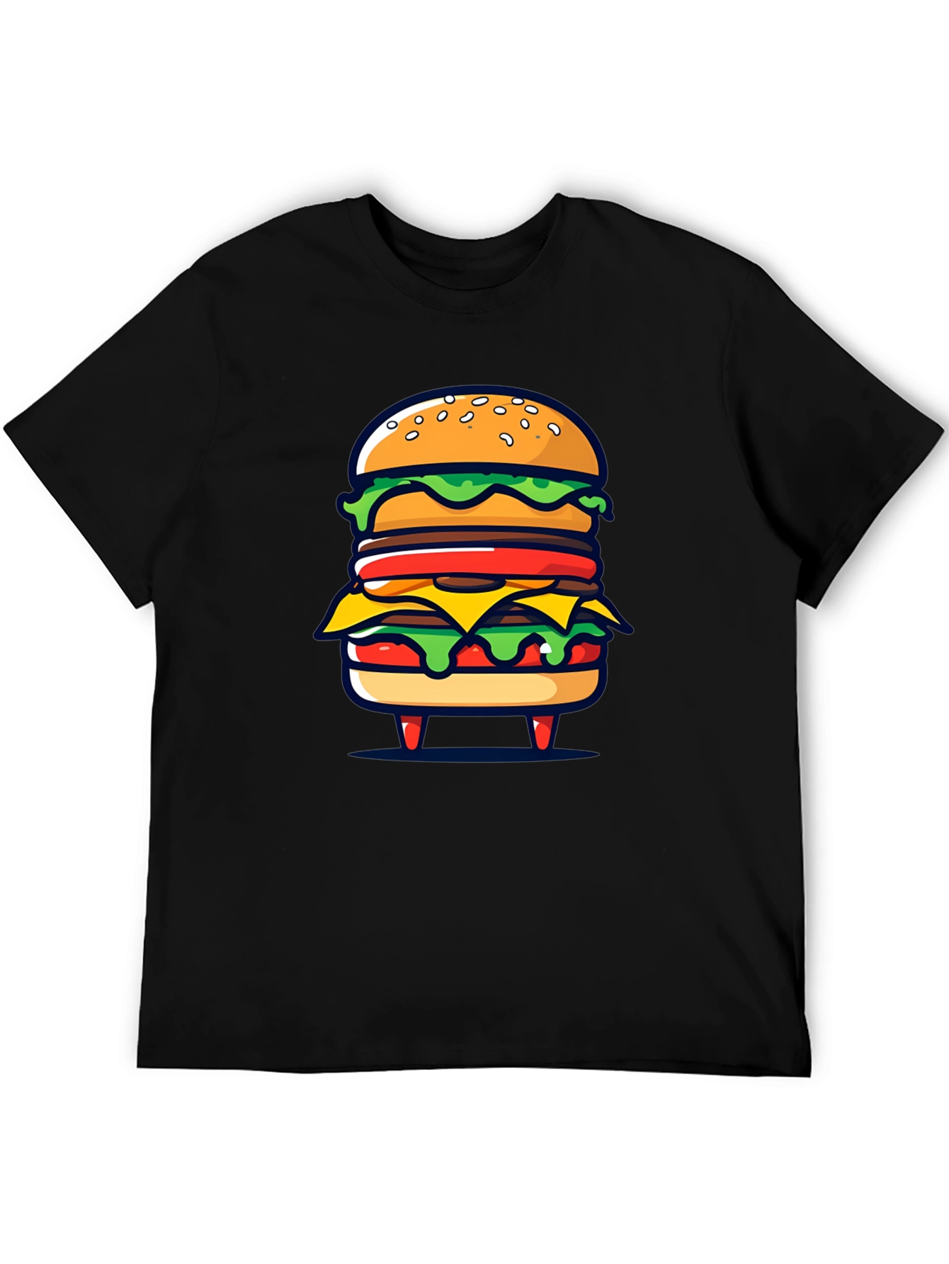 Black Burger Graphic Black T-Shirt view 5
