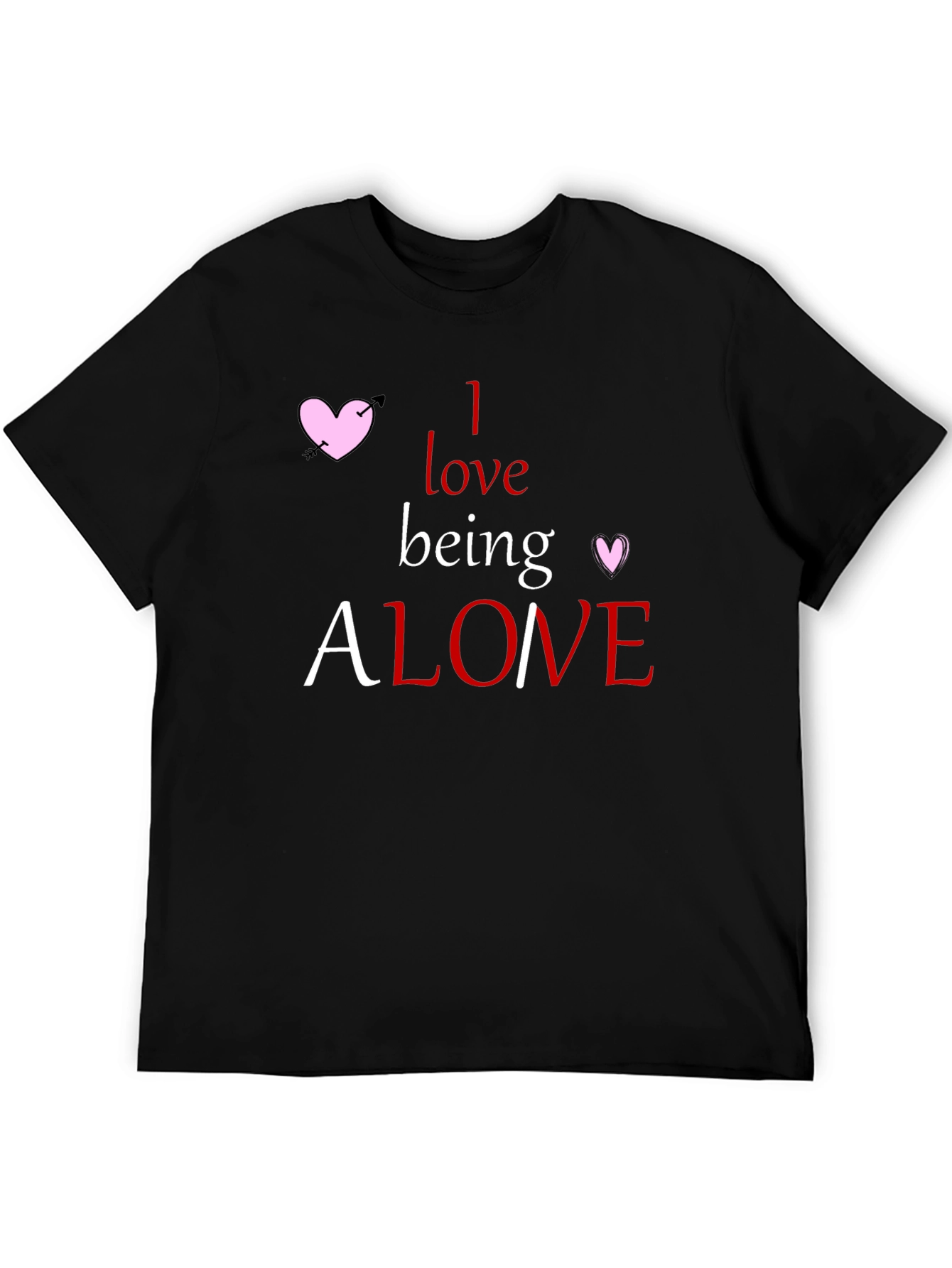 Black Alone T-Shirt - Heart Graphic Tee view 5