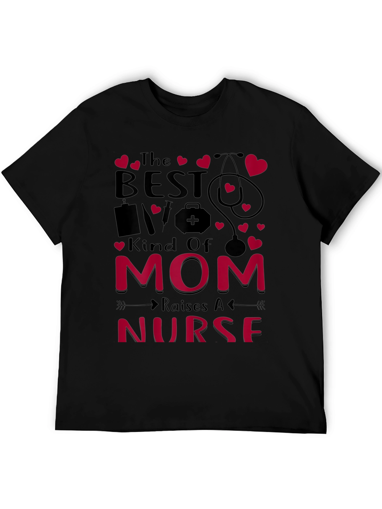 Black Best Mom Raises A Nurse T-Shirt view 5