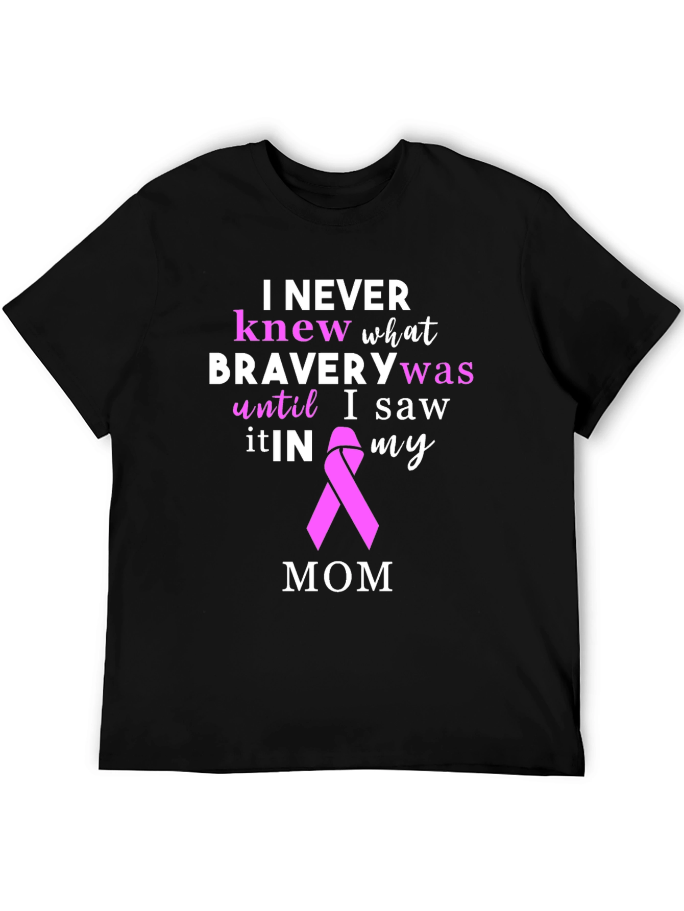 Black Bravery Mom T-Shirt: Breast Cancer Awareness Ribbon view 5