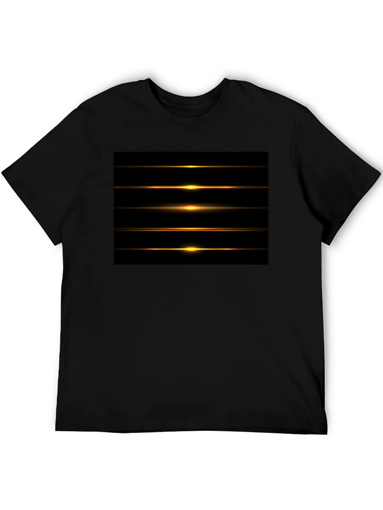 Black Men's Black Graphic Tee - Light Streak Design view 5