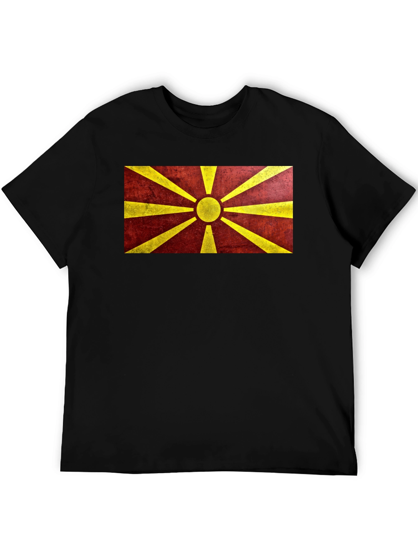 Macedonia Flag Graphic Print Black T-Shirt - 5