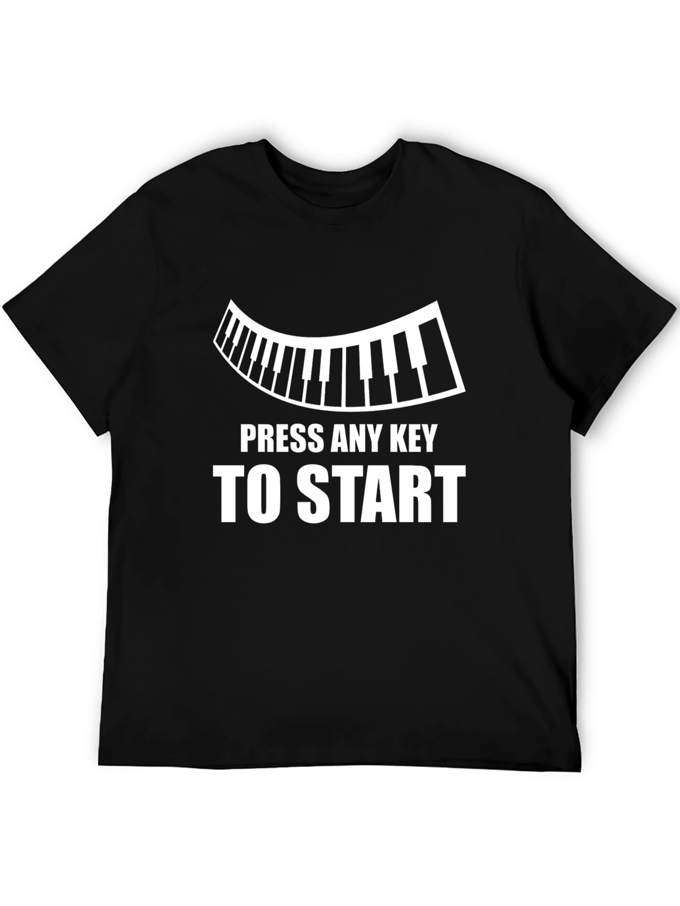Black Press Any Key to Start Piano T-Shirt view 5