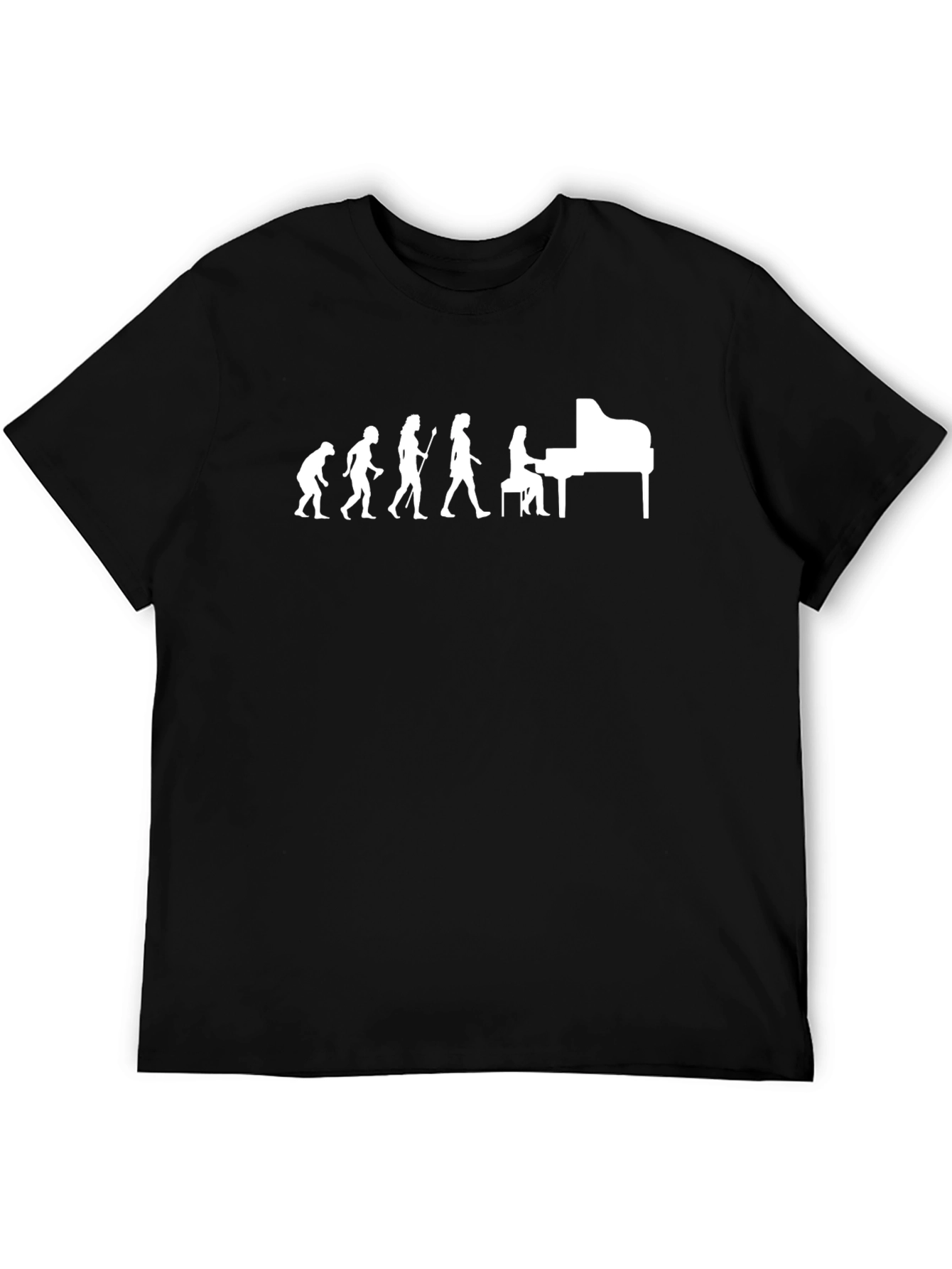 Black Evolution of Piano Player Graphic T-Shirt - Black view 5