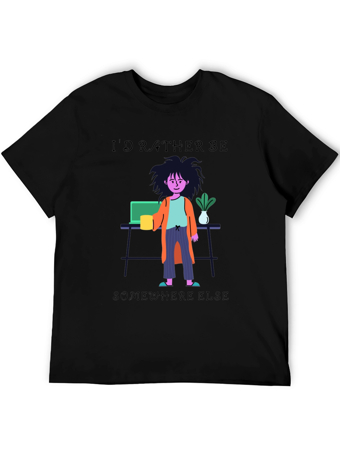 Black I'd Rather Be Elsewhere T-Shirt view 5