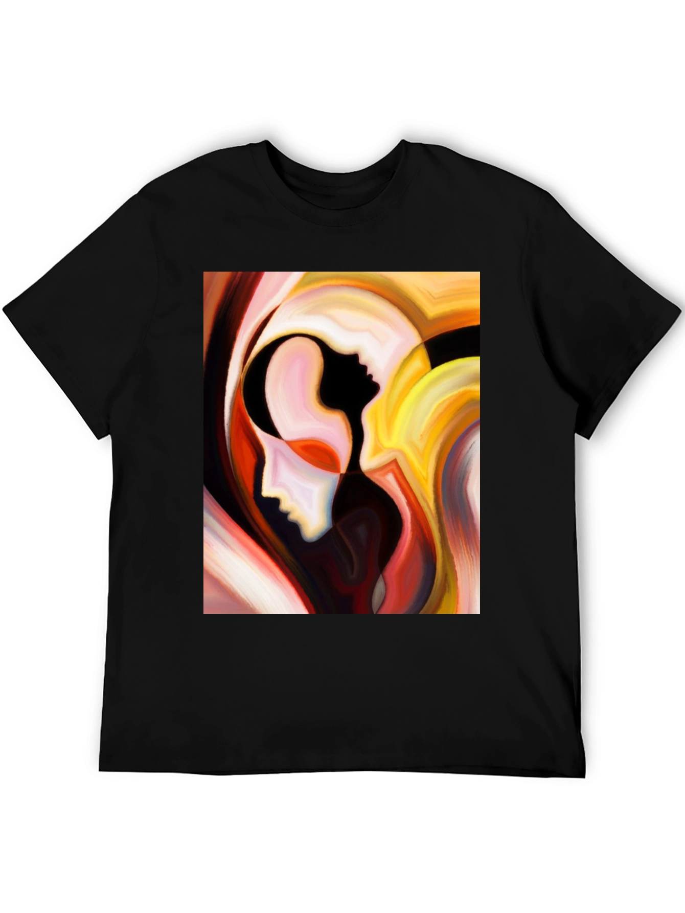 Black Abstract Faces Graphic T-Shirt - Modern Art Tee view 5