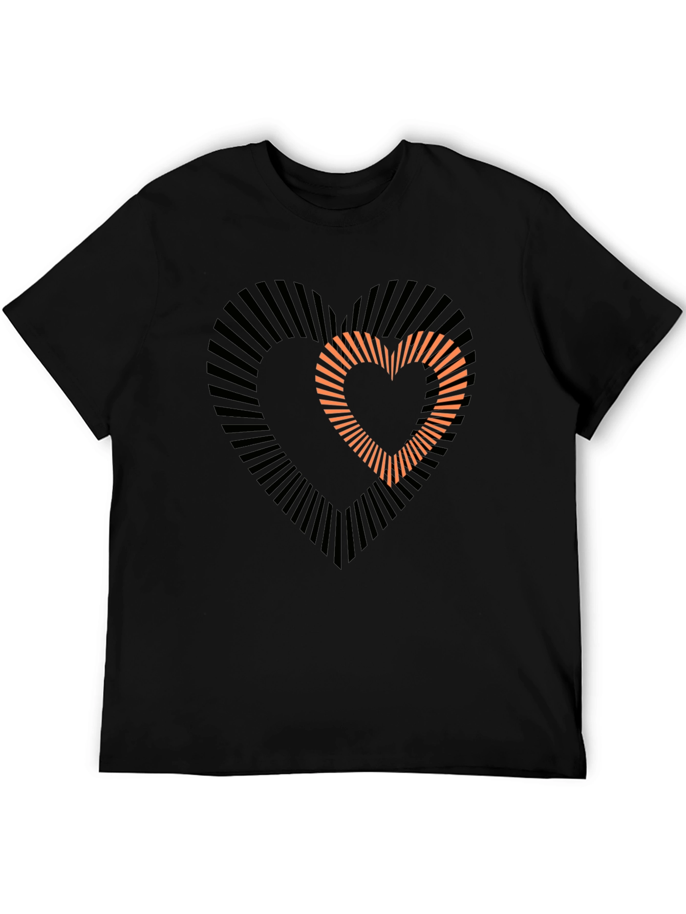 Black Stylish Heart Graphic Black T-Shirt view 5