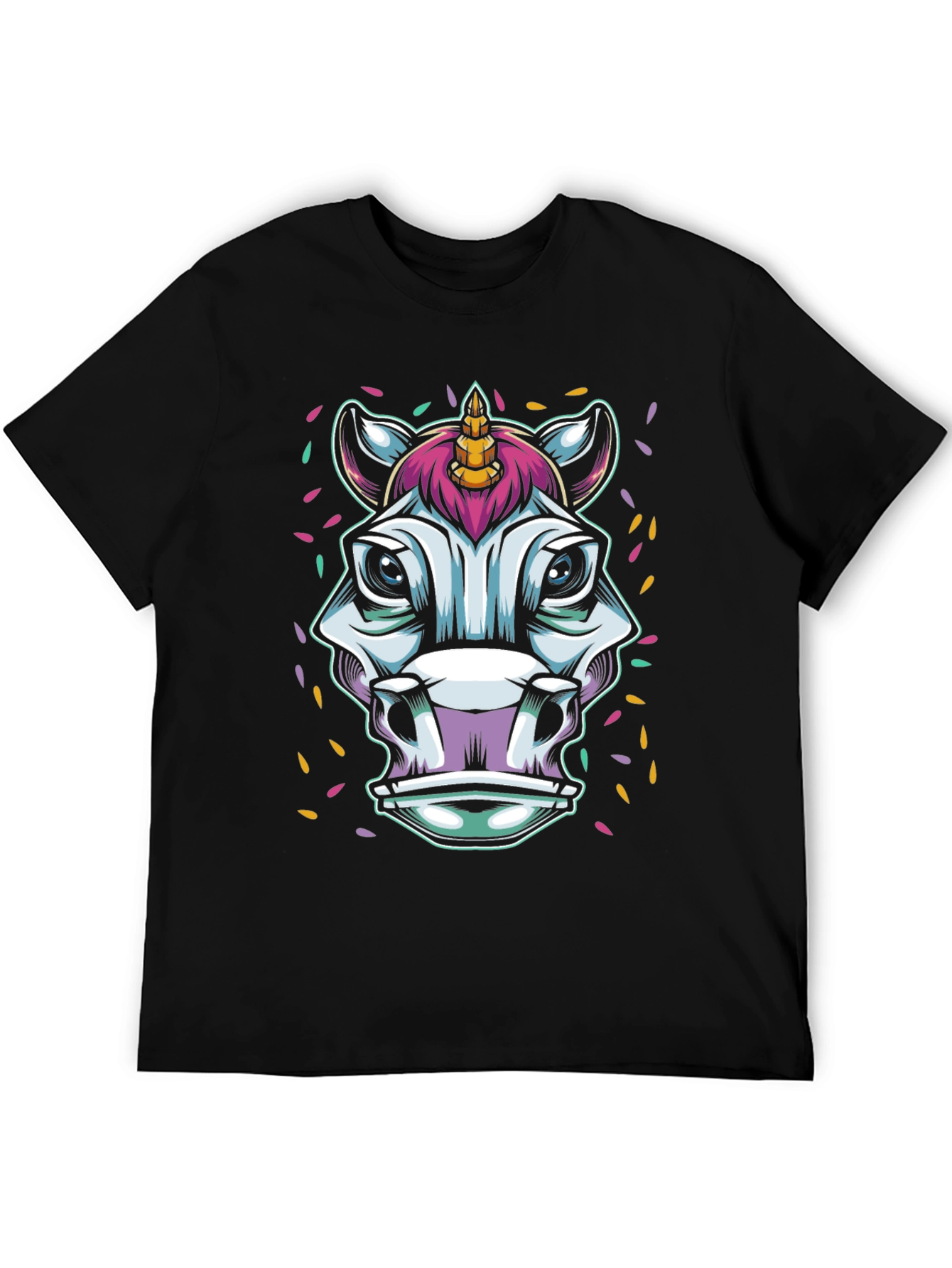 Black Unicorn Graphic Tee - Men's Black T-Shirt view 5