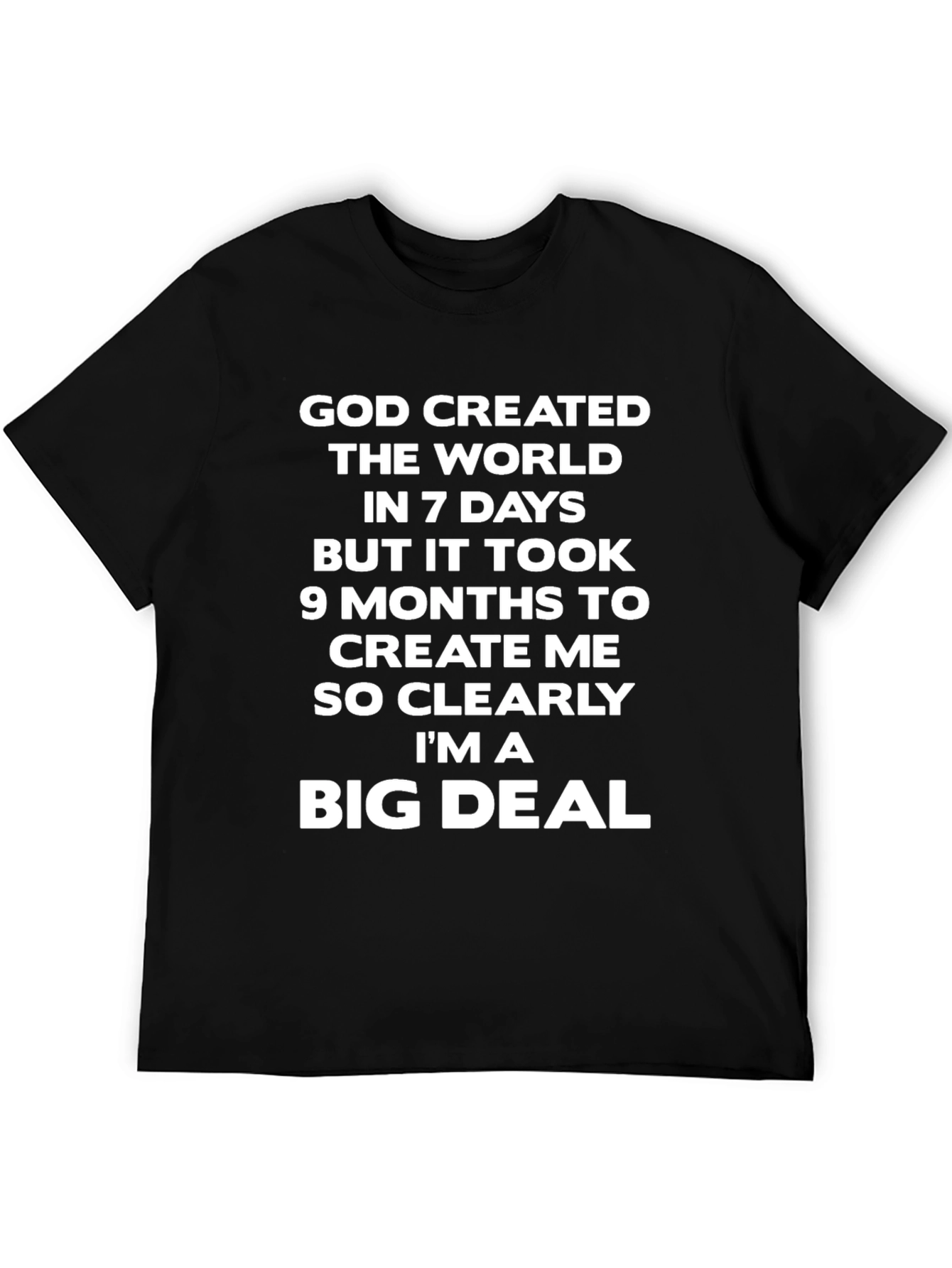 Black Funny "Big Deal" Graphic Tee - Black Cotton T-Shirt view 5