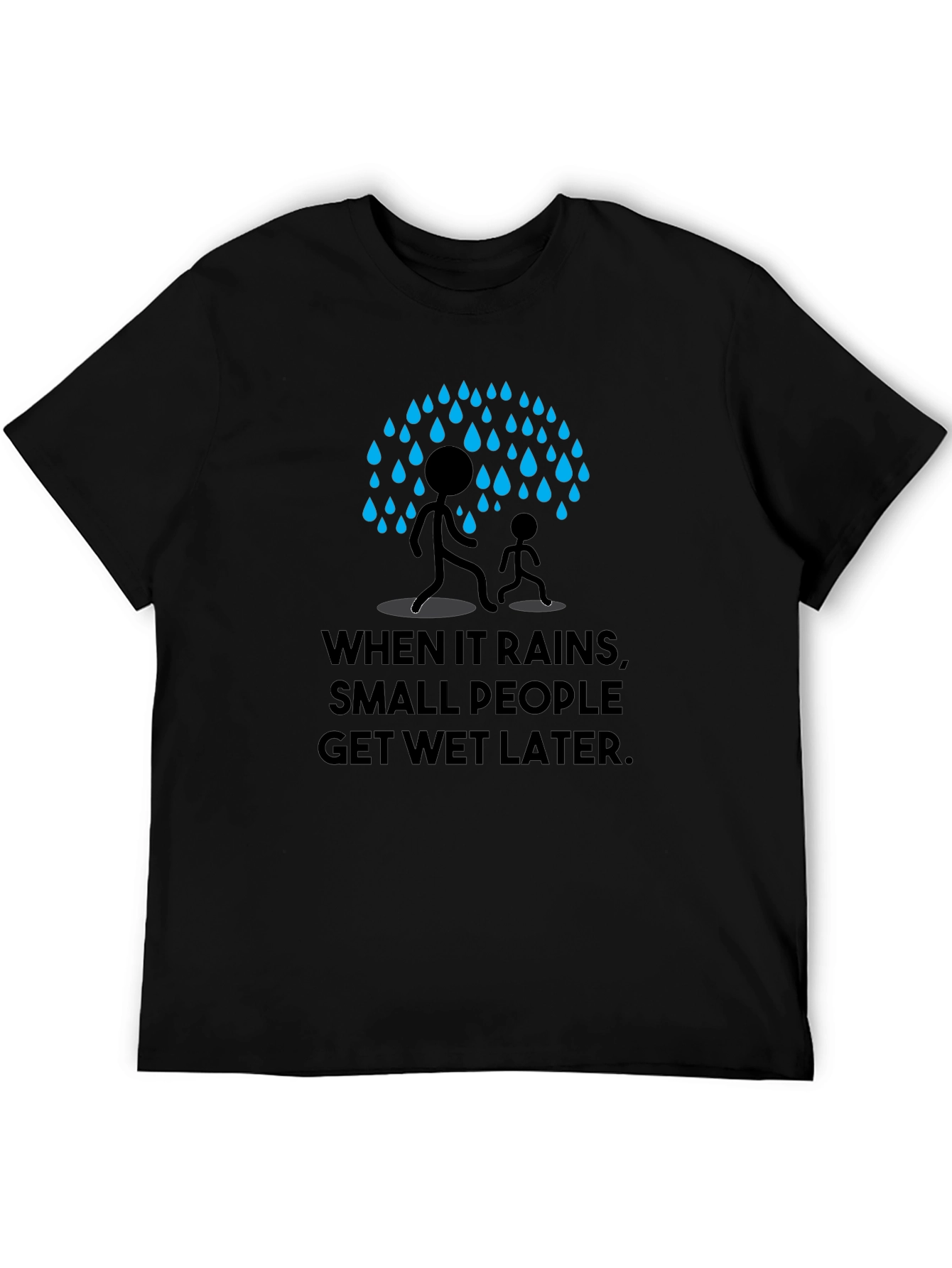 Black Humorous 'When It Rains' Graphic Print Black T-Shirt view 5