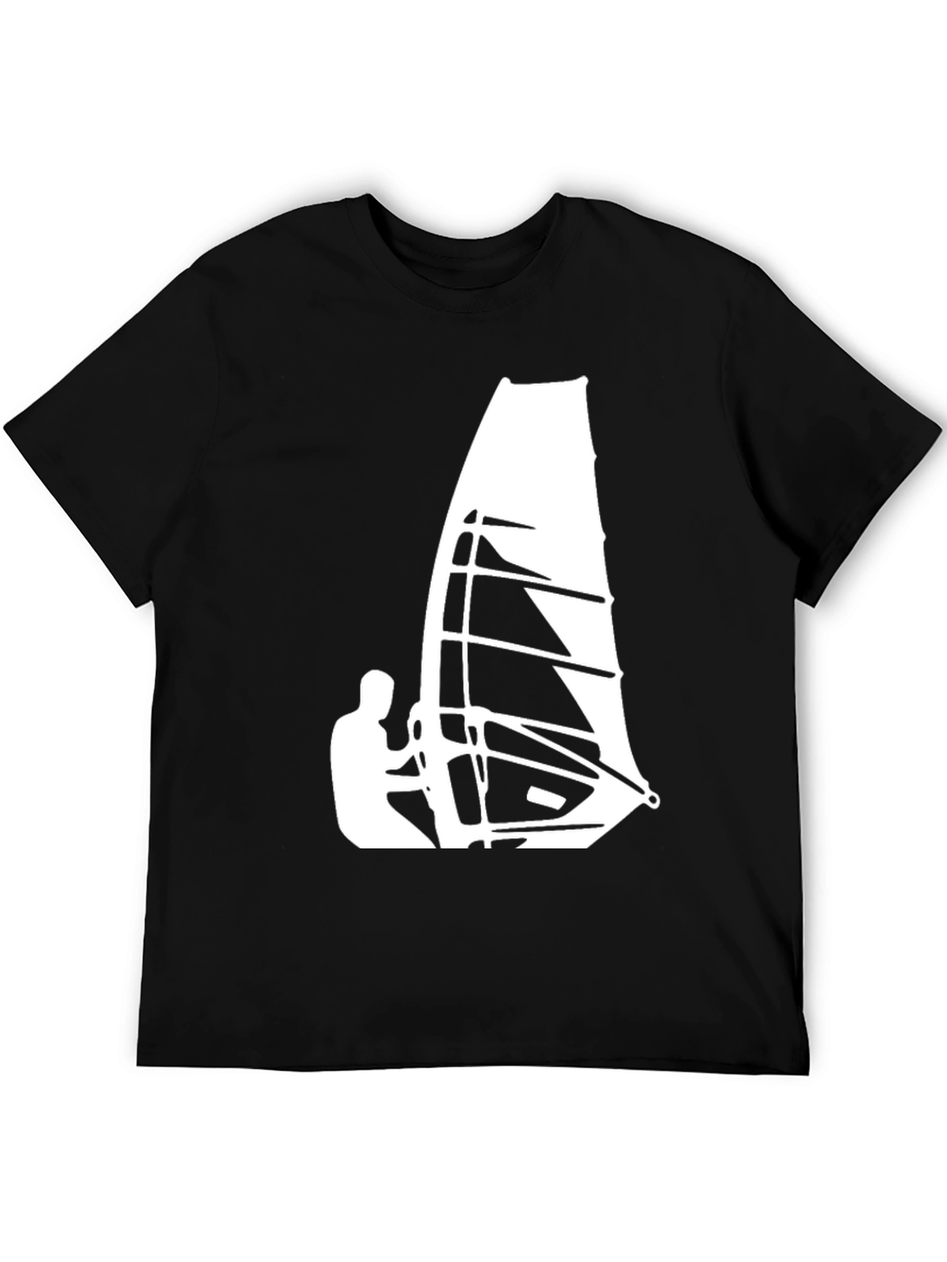 Black Windsurfer Graphic Tee - Black Cotton T-Shirt view 5
