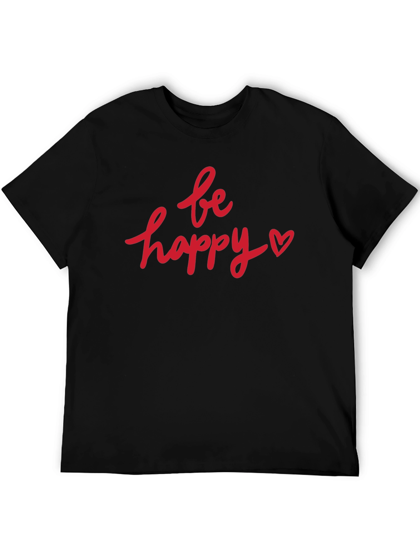 Black Be Happy Graphic Tee - Black Casual T-Shirt view 5