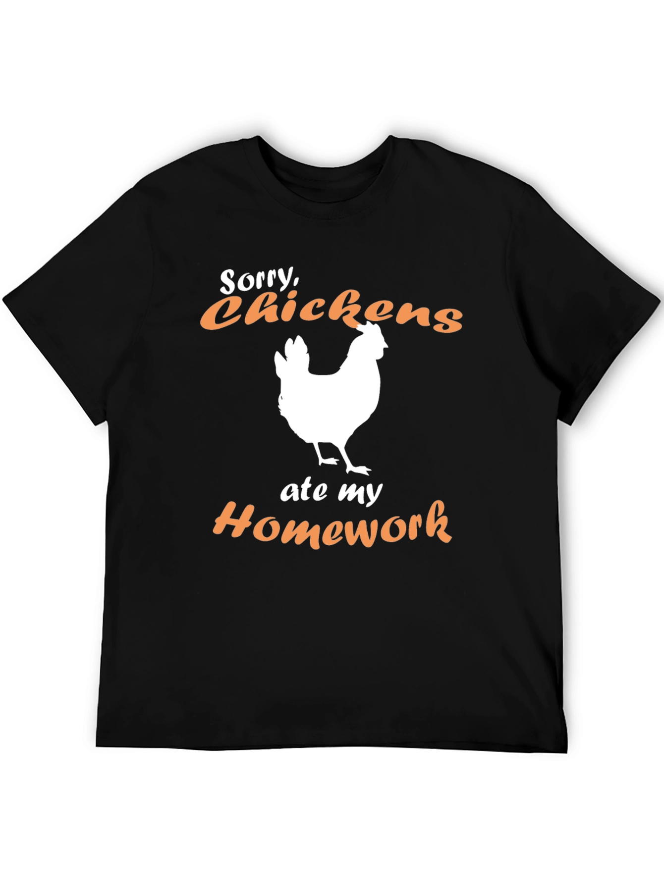 Black Funny Chicken Ate My Homework Graphic T-Shirt view 5