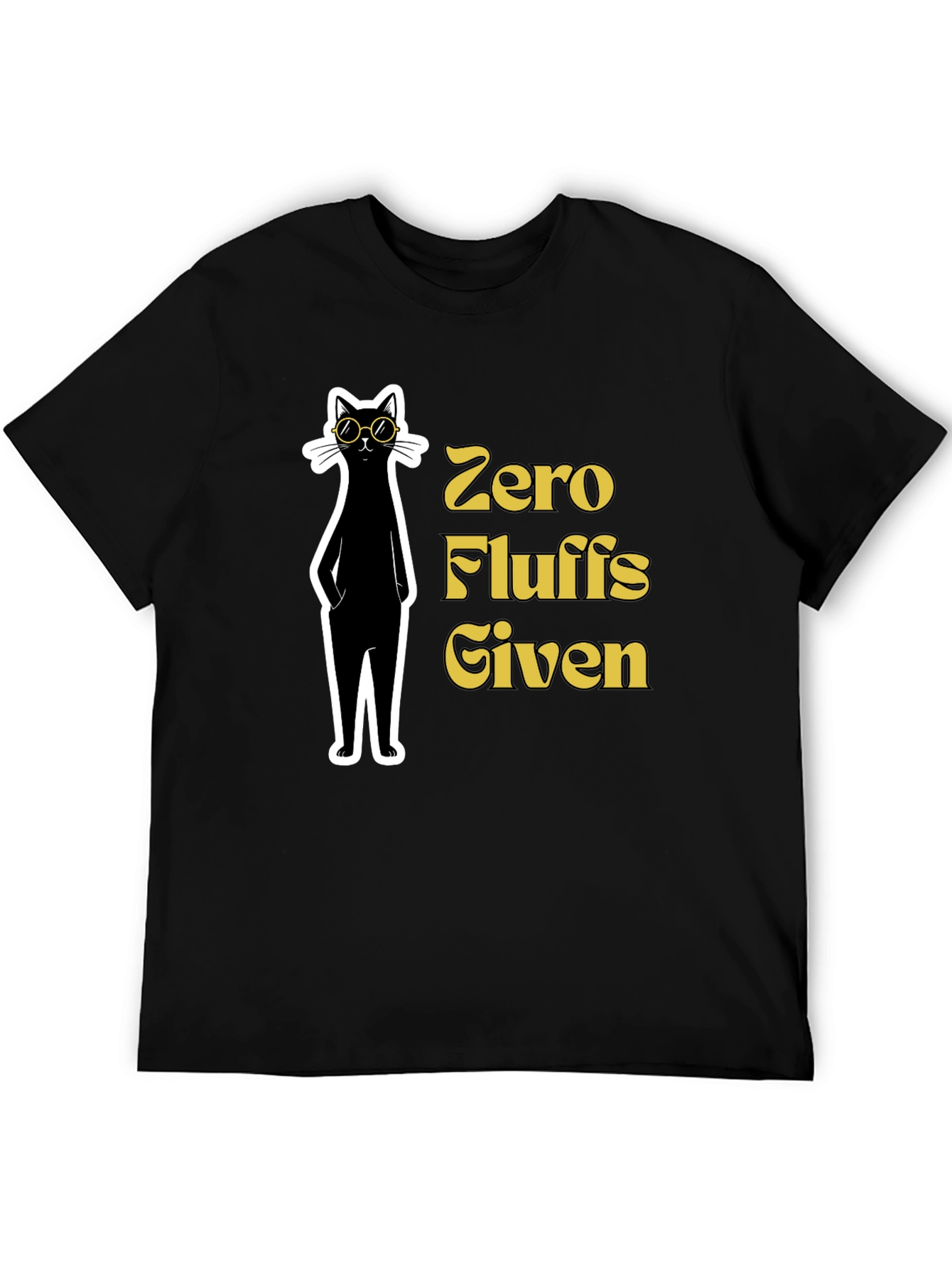 Black Zero Fluffs Given Cat Graphic T-Shirt view 5
