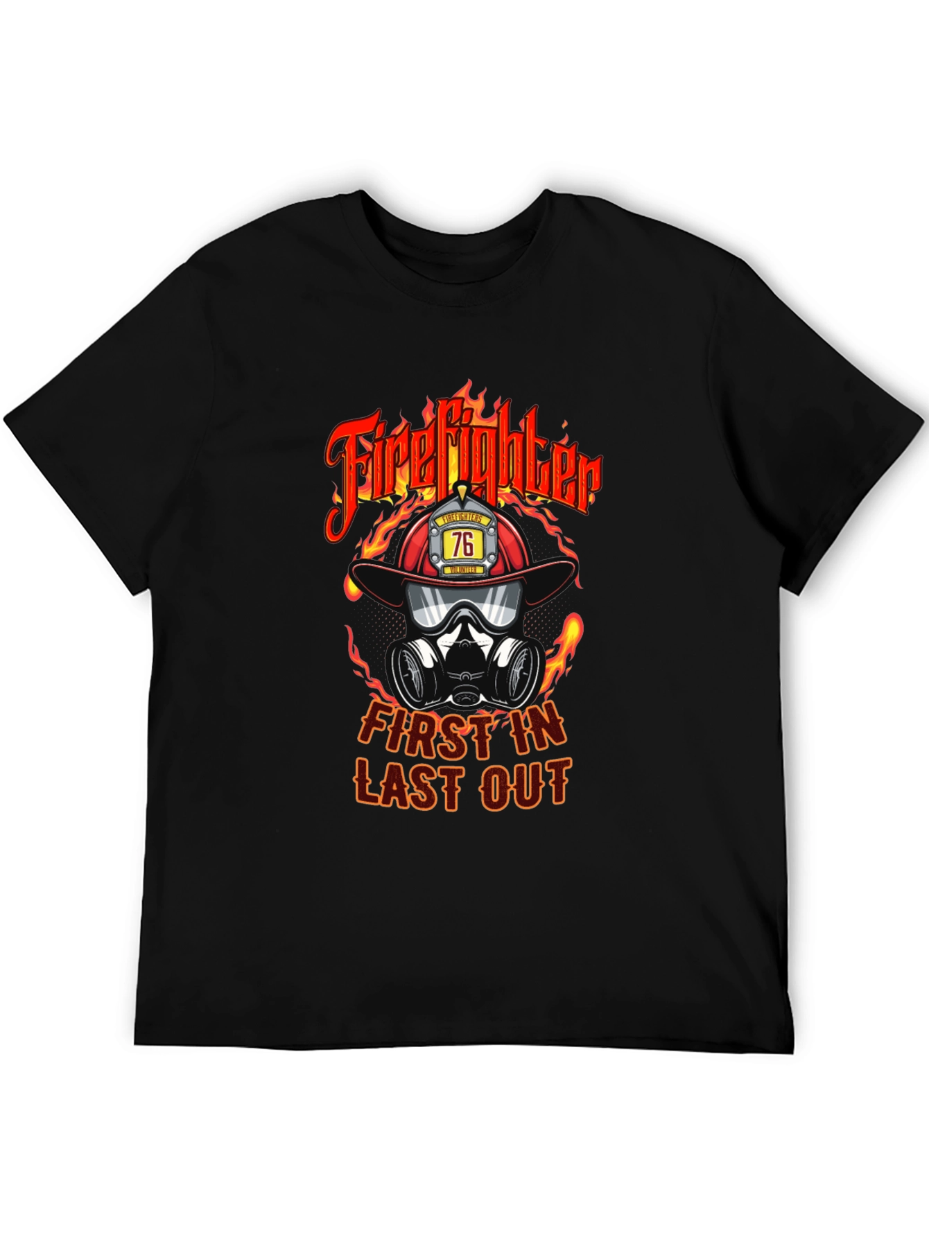 Black Firefighter First In Last Out Graphic T-Shirt view 5