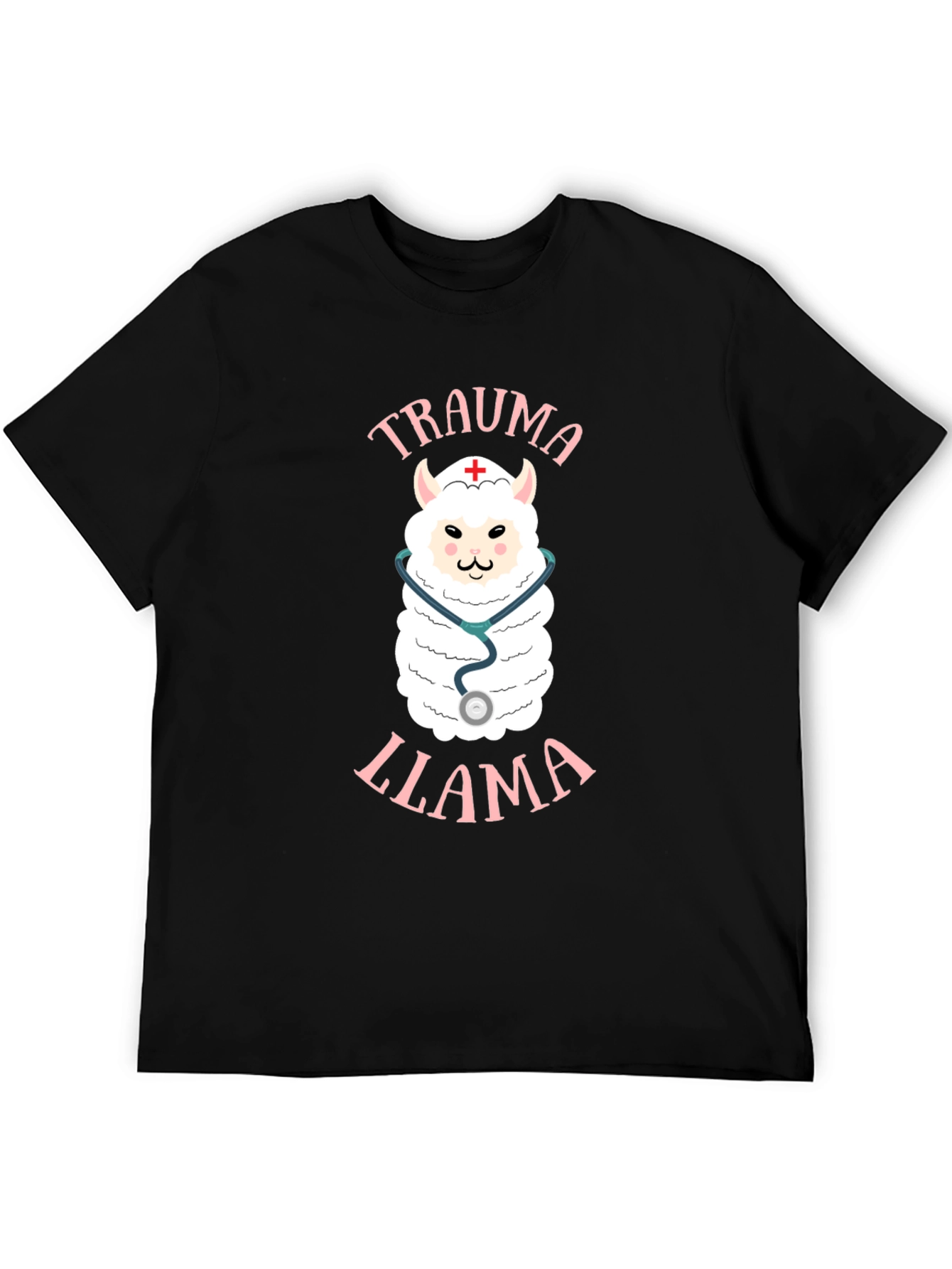 Black Trauma Llama T-Shirt - Nurse Alpaca Tee view 5