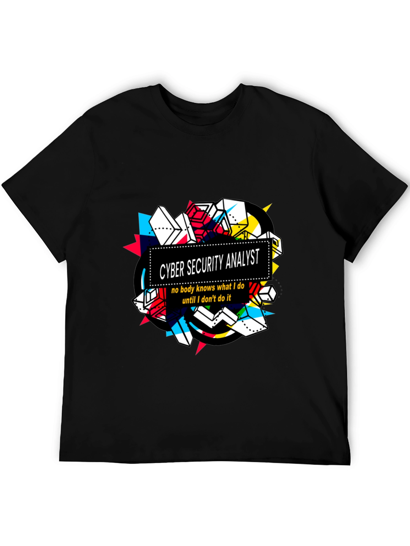 Black Cyber Security Analyst Graphic T-Shirt view 5