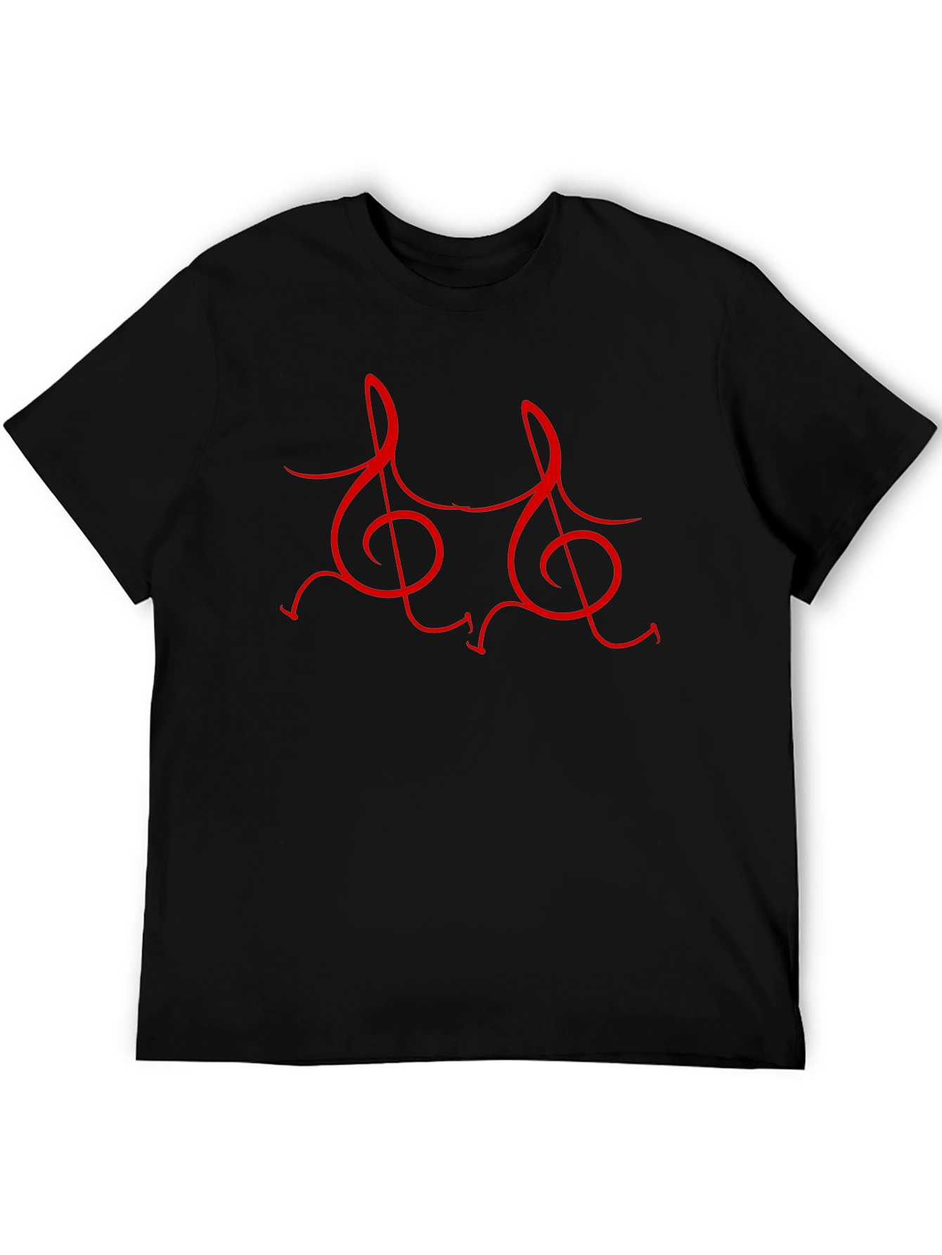 Black Music Note Treble Clef Graphic Tee - Black view 5