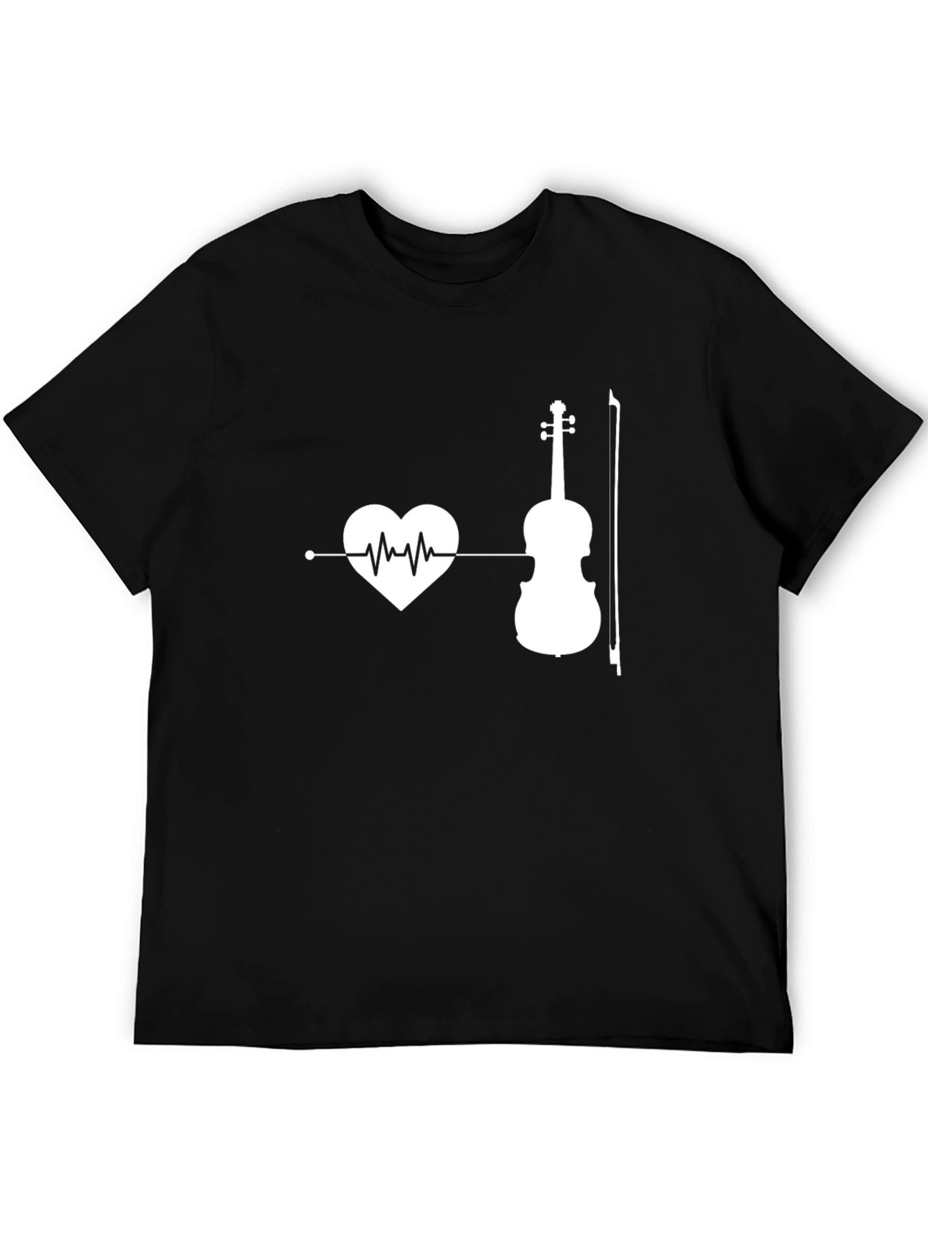 Black Heartbeat Violin Graphic T-Shirt view 5