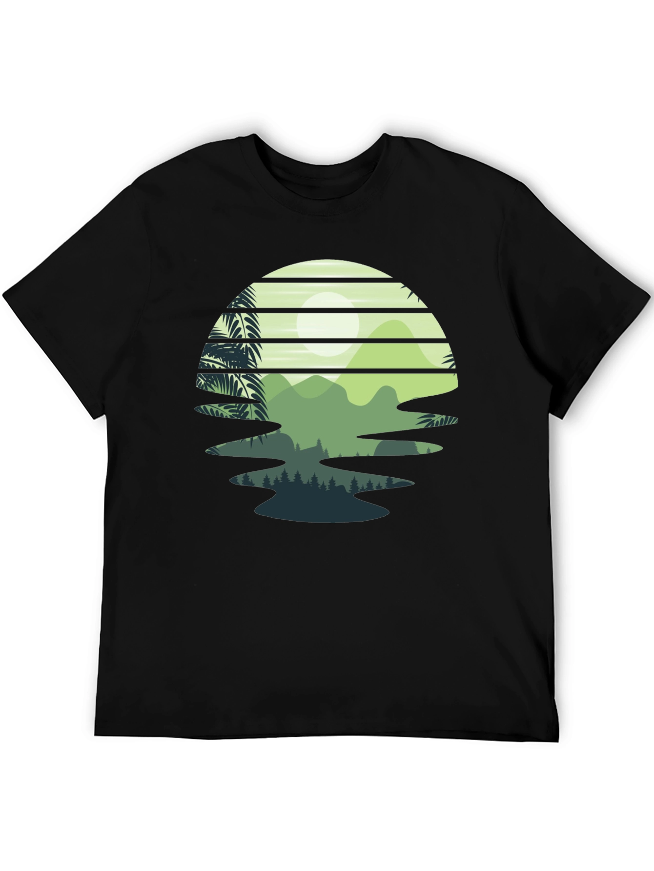 Black Retro Sunset Landscape Graphic Tee view 5
