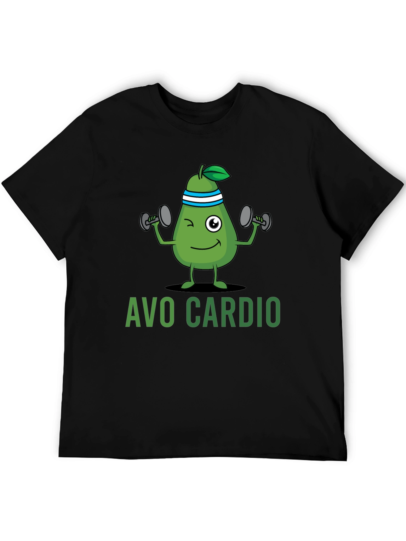Black Avo Cardio Black T-Shirt - Workout Avocado Design view 5