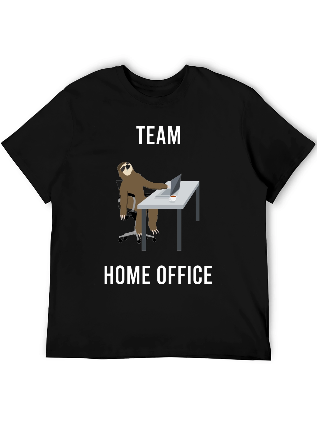 Black Team Home Office Sloth T-Shirt - Funny Work From Home Tee view 5